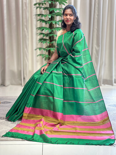 Stripe Weaving Pattern Semi Tussar Saree | ACT677