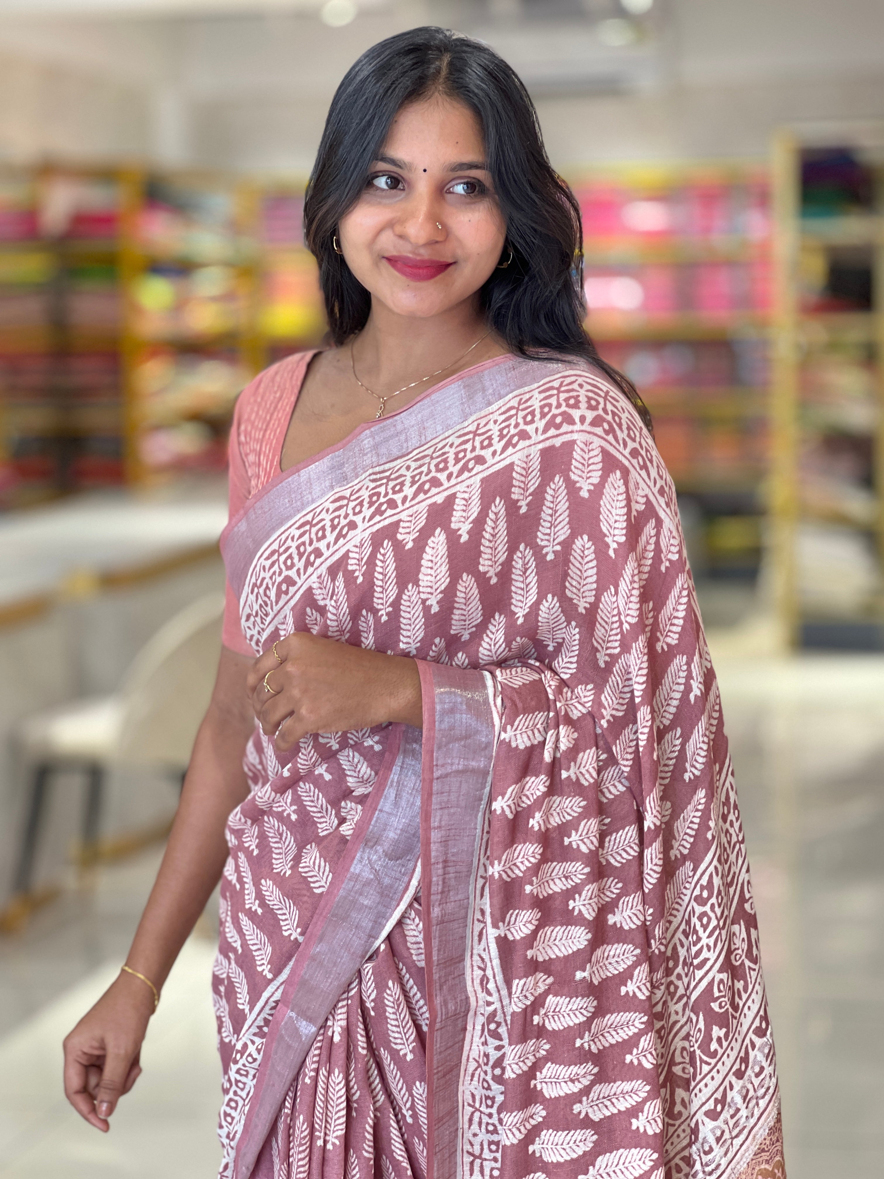 Printed Design Bhagalpuri Linen Saree | RP451