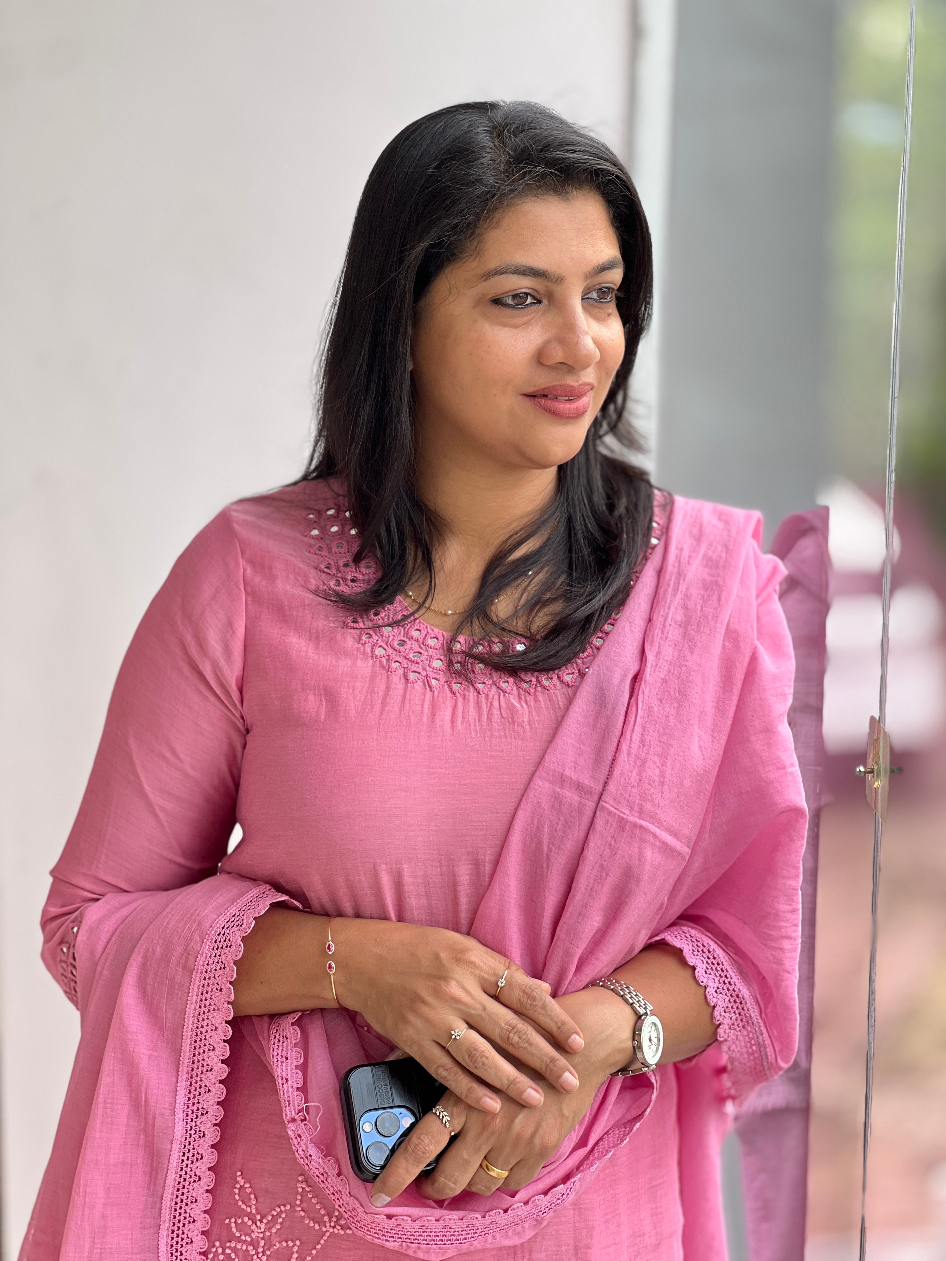 Traditional Hand Work Detailed Pure Mul Chanderi Salwar Set | MM482