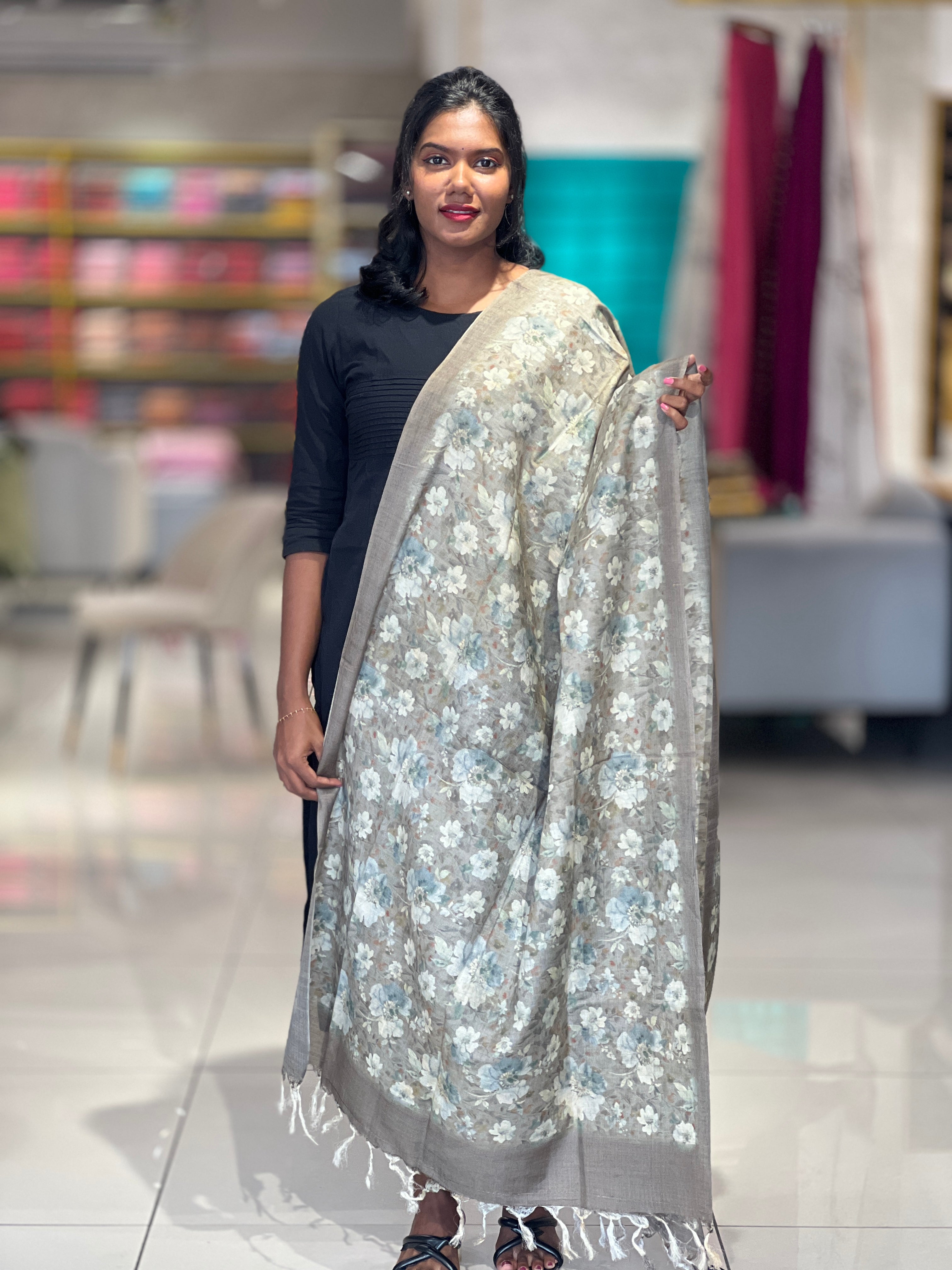 Soft Tussar Screen Printed Dupatta | ACT773