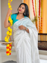 Lurex Yarns Stripe Weaving Pattern Semi Silk Saree | NHH486
