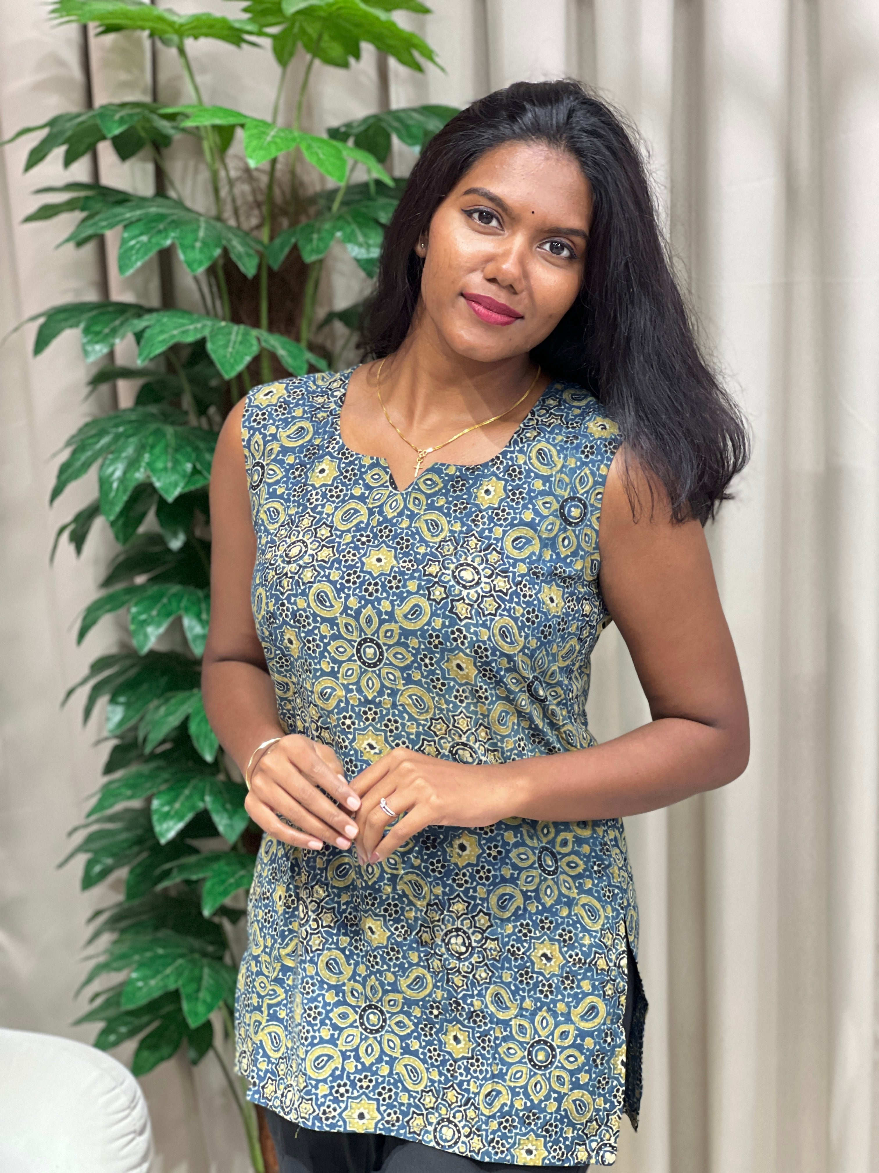 Printed Cotton Short Kurta | DNT1058