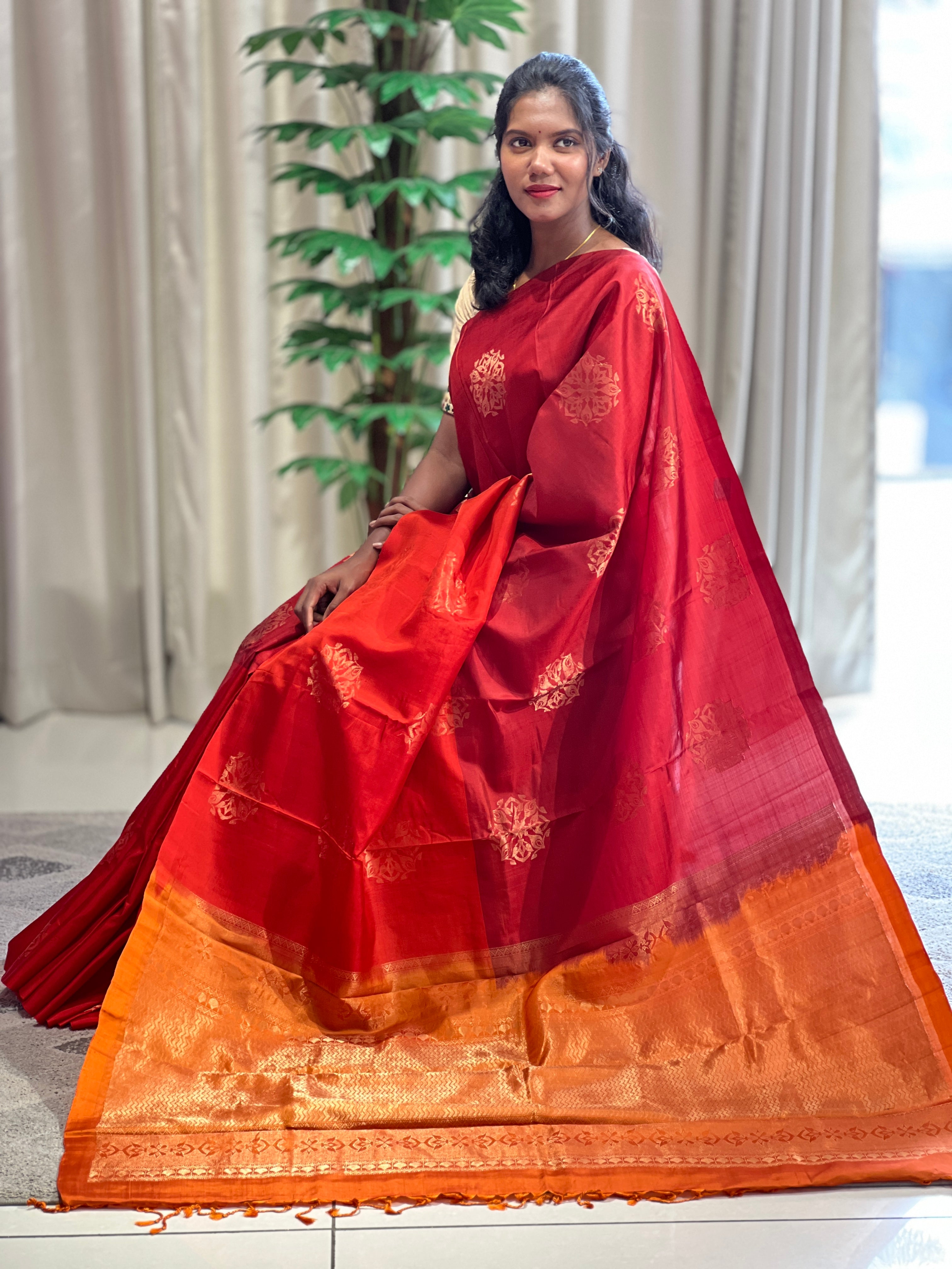 Red Color Soft Silk Kanchipuram Saree | AJ493