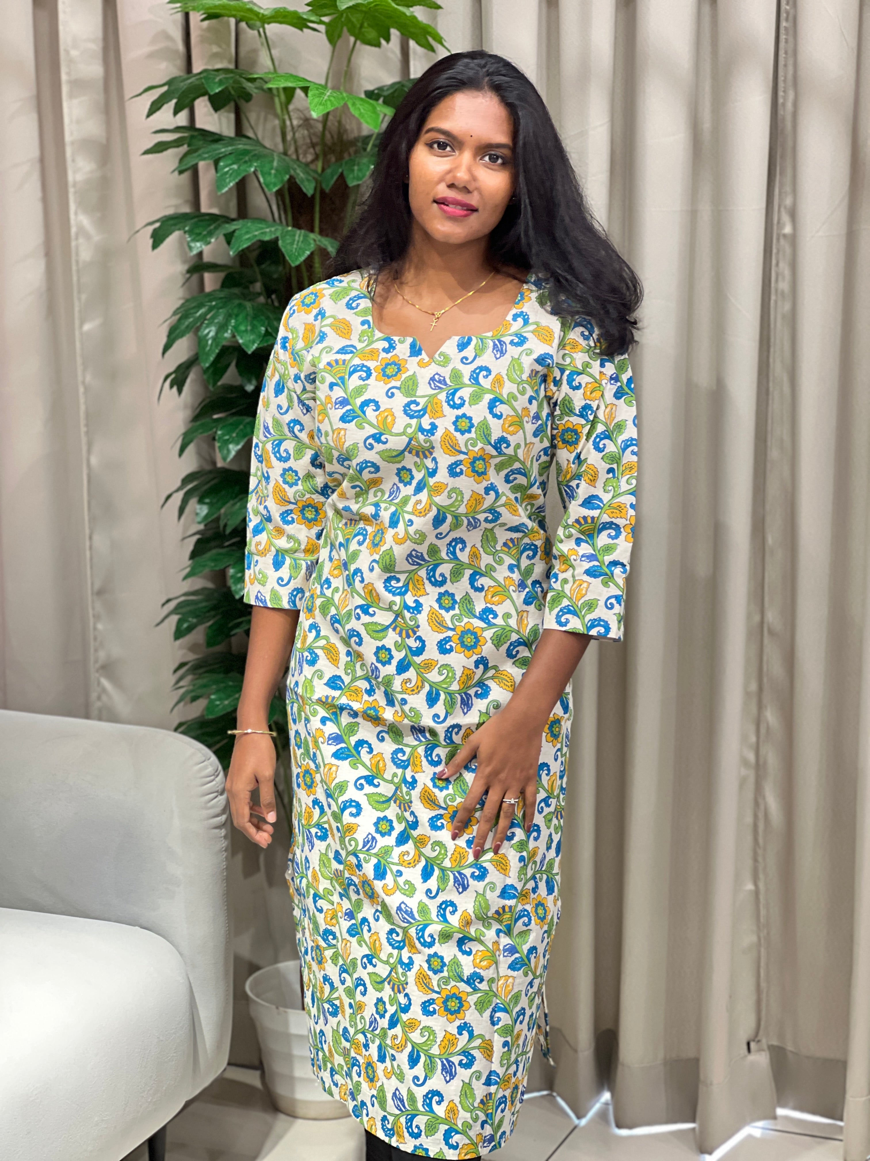 Printed Cotton Kurta | DNT1042