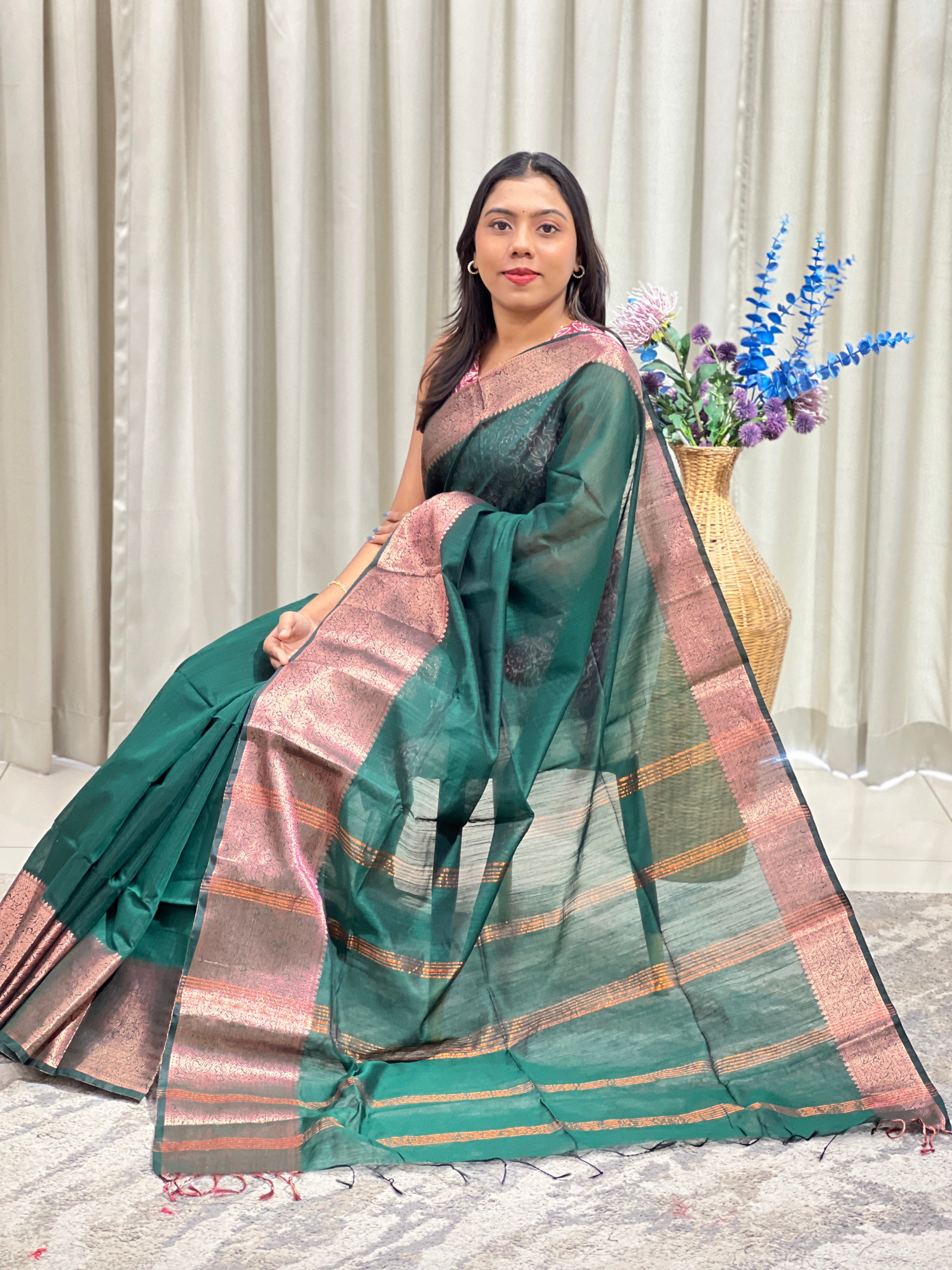 Solid Pattern Cotton Silk Saree | RP865