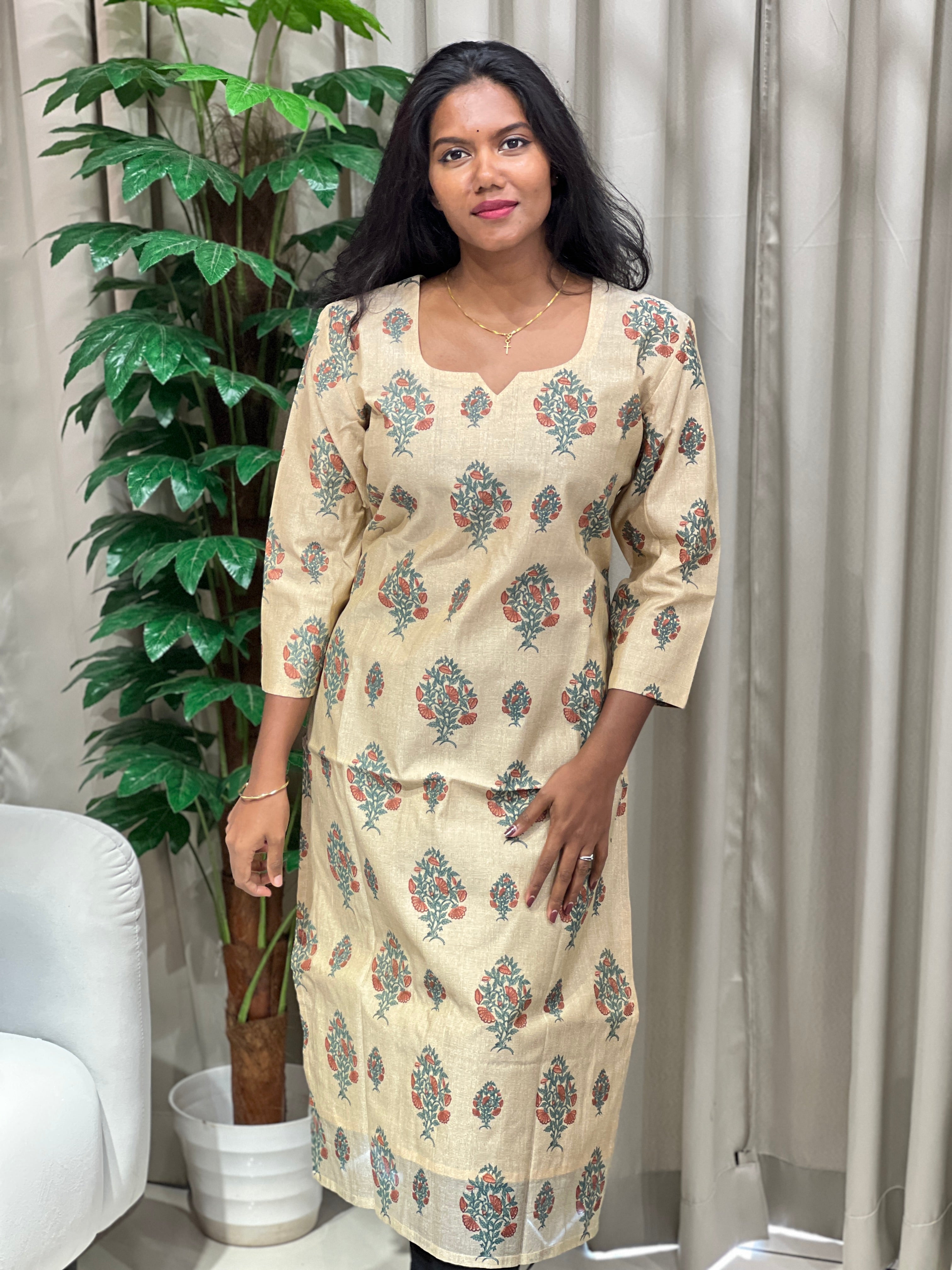 Printed Chanderi  Kurta | DNT1038