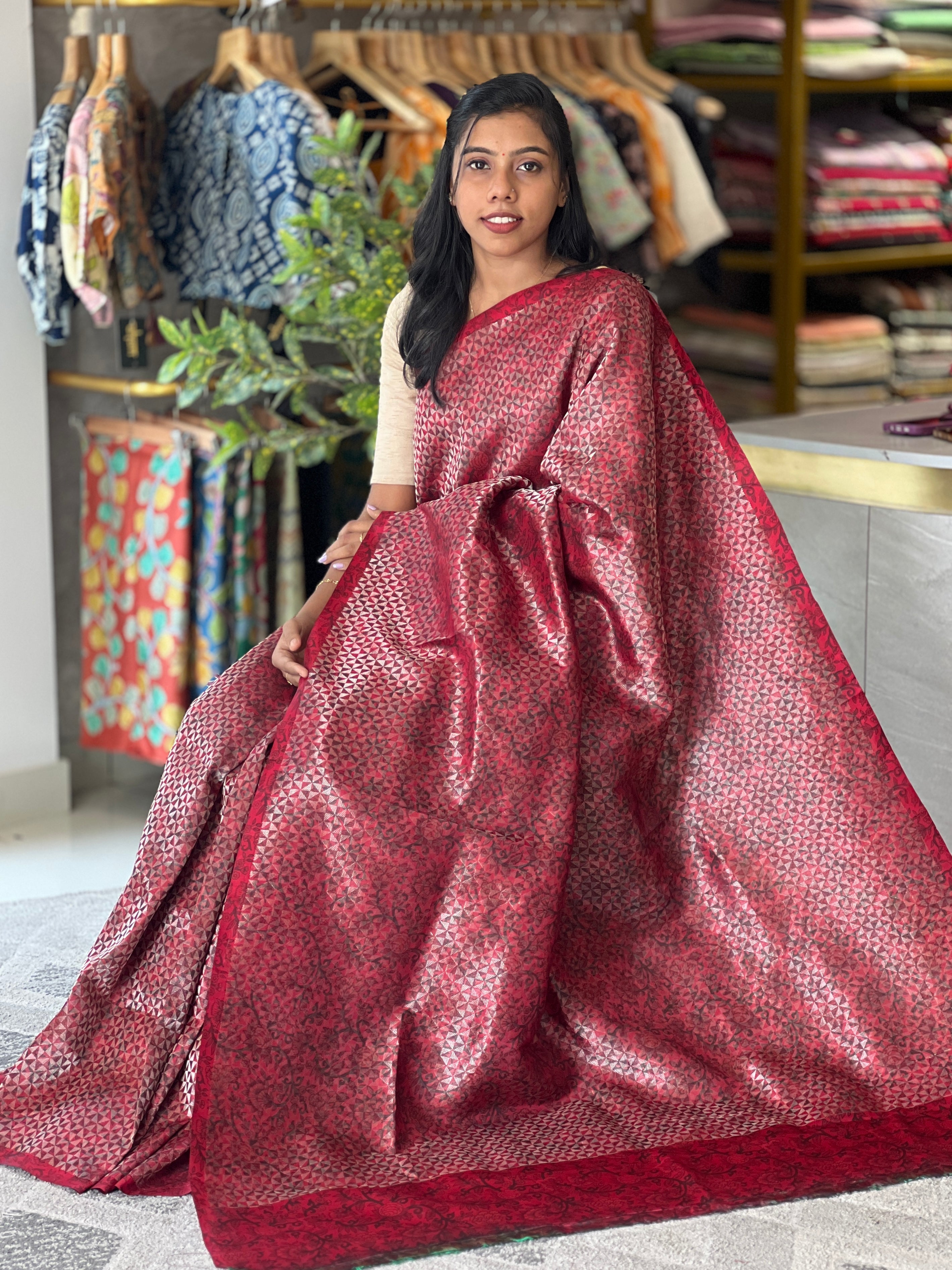 Digital Print With Zari Detailed Silk Saree | ACSN101