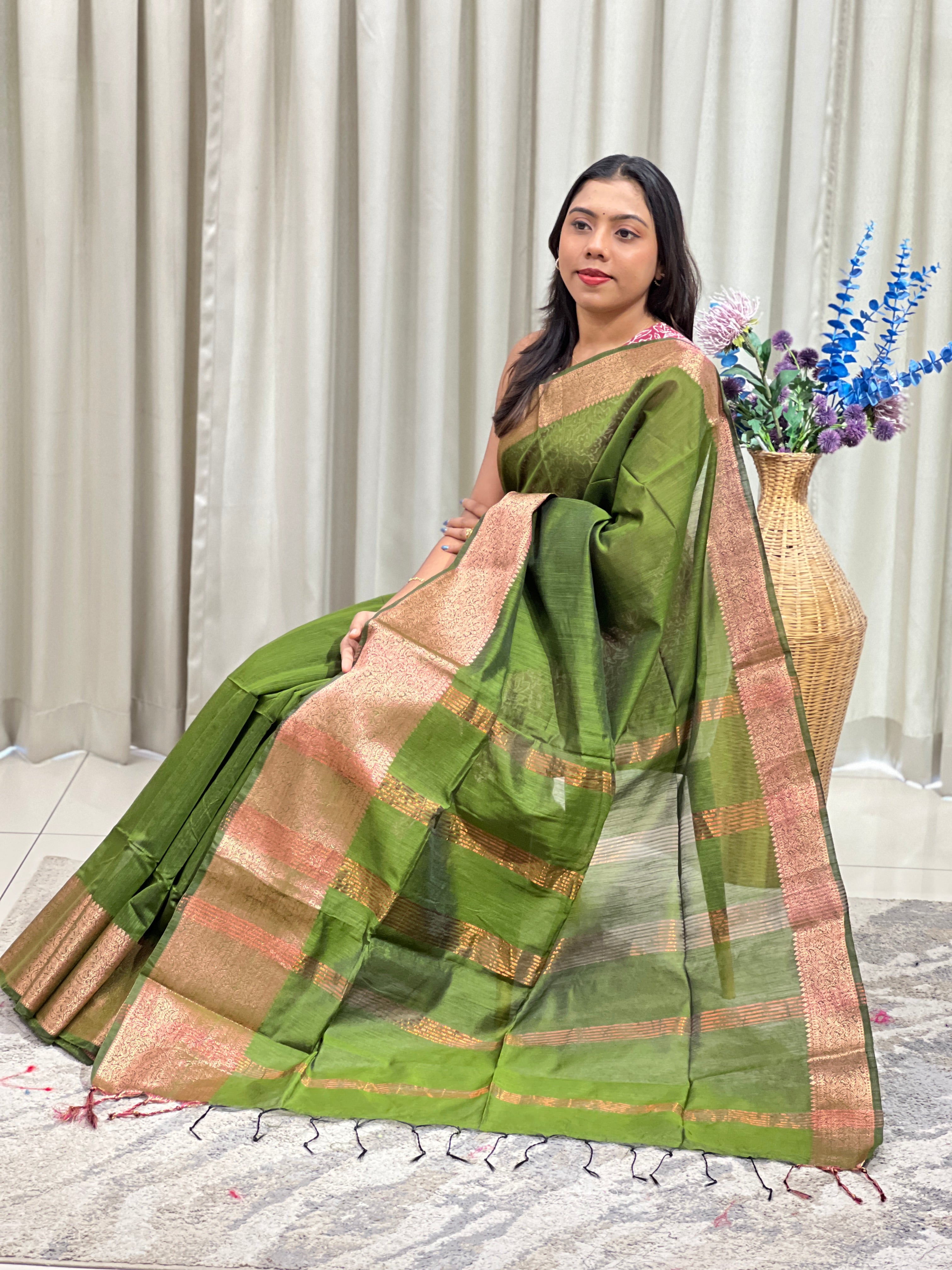 Solid Pattern Cotton Silk Saree | RP869