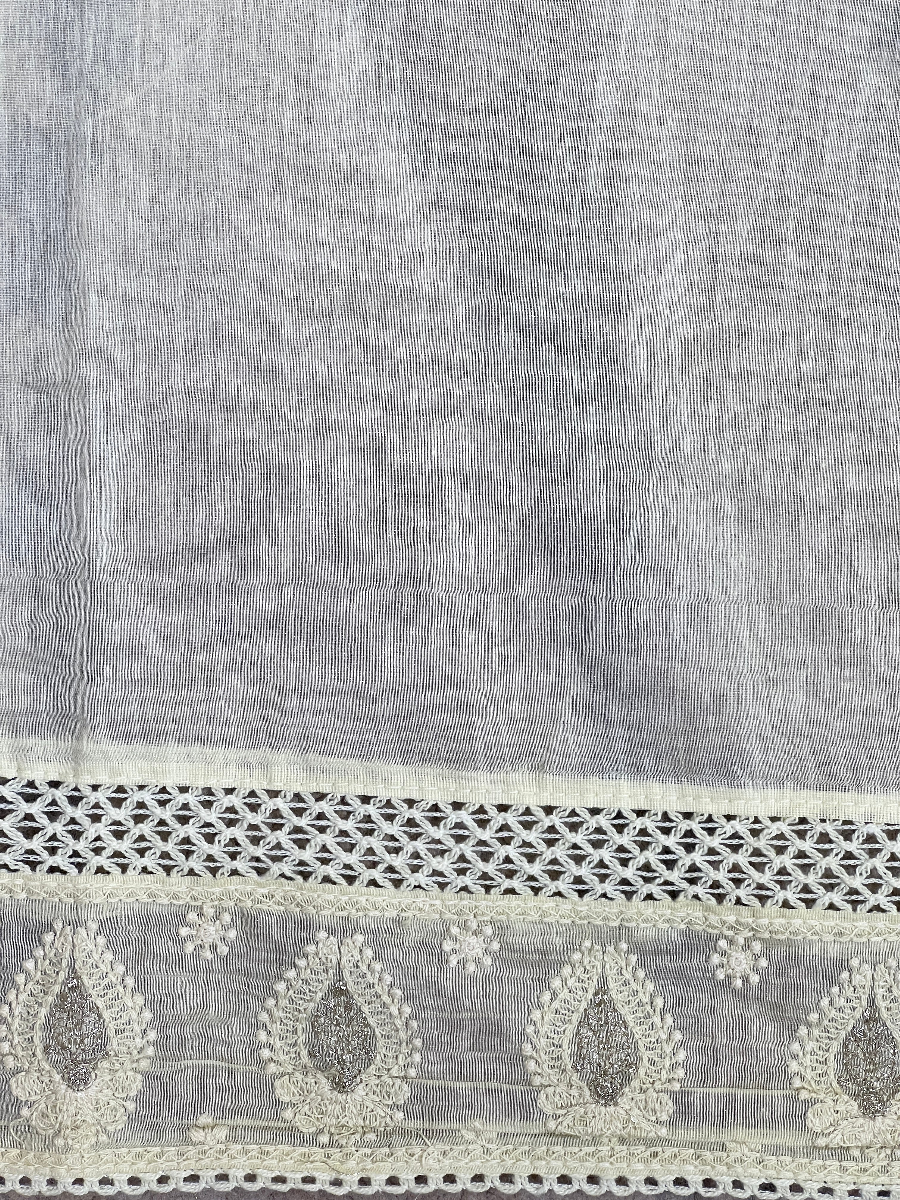 Computerized Lucknowi Embroidered Mul Chanderi Saree | MM661