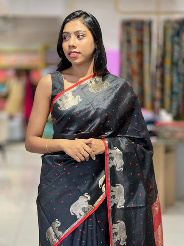 Traditional Elephant Motifs Design Semi Silk Saree | SSN170