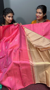 Golden & Silver Zari Weaved Buta Design Kanchipuram Saree | AK128