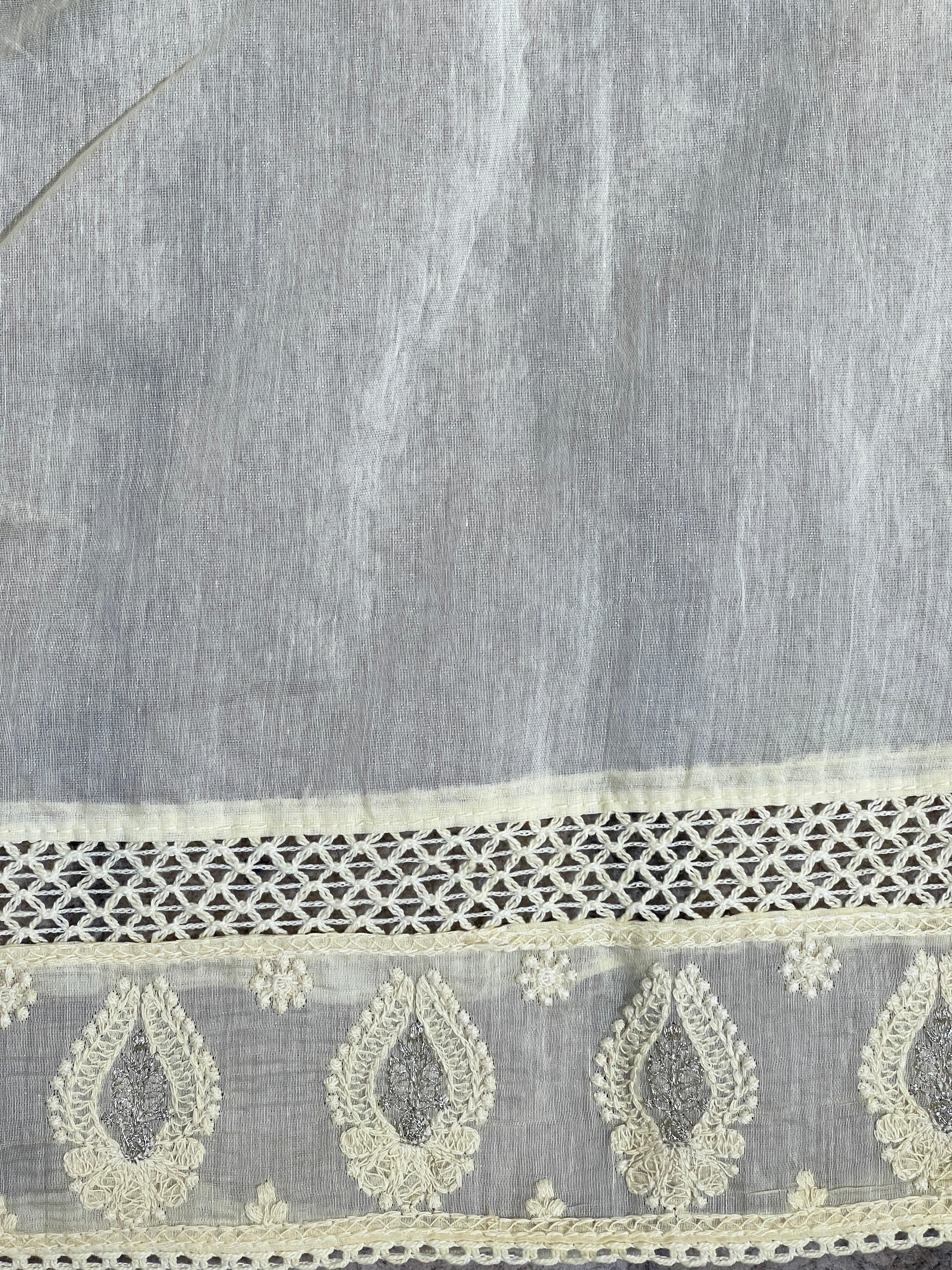 Computerized Lucknowi Embroidered Mul Chanderi Saree |MM659