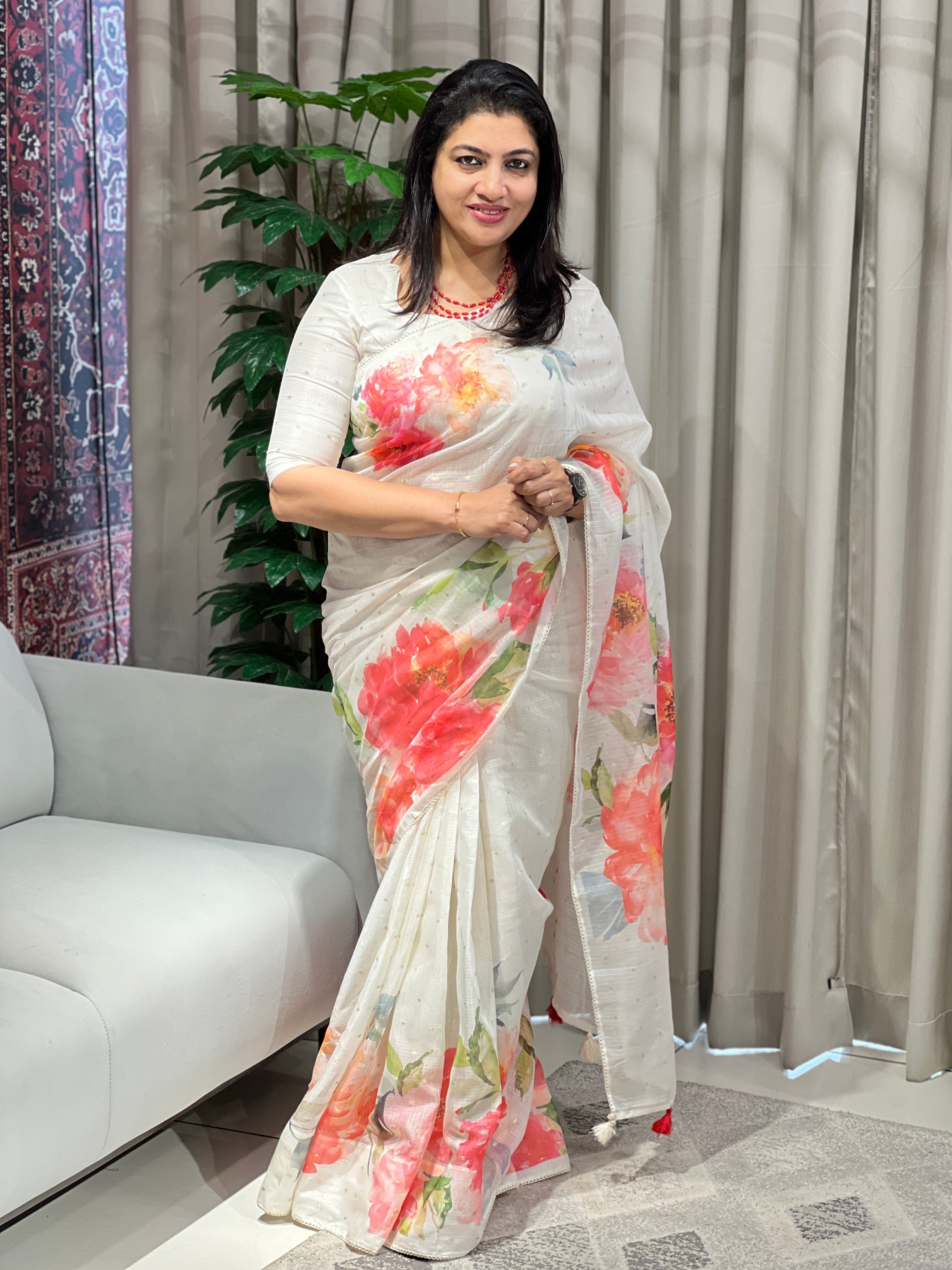 Floral Print With Banarasi Butta Detailed Silky Kota Saree | MR424