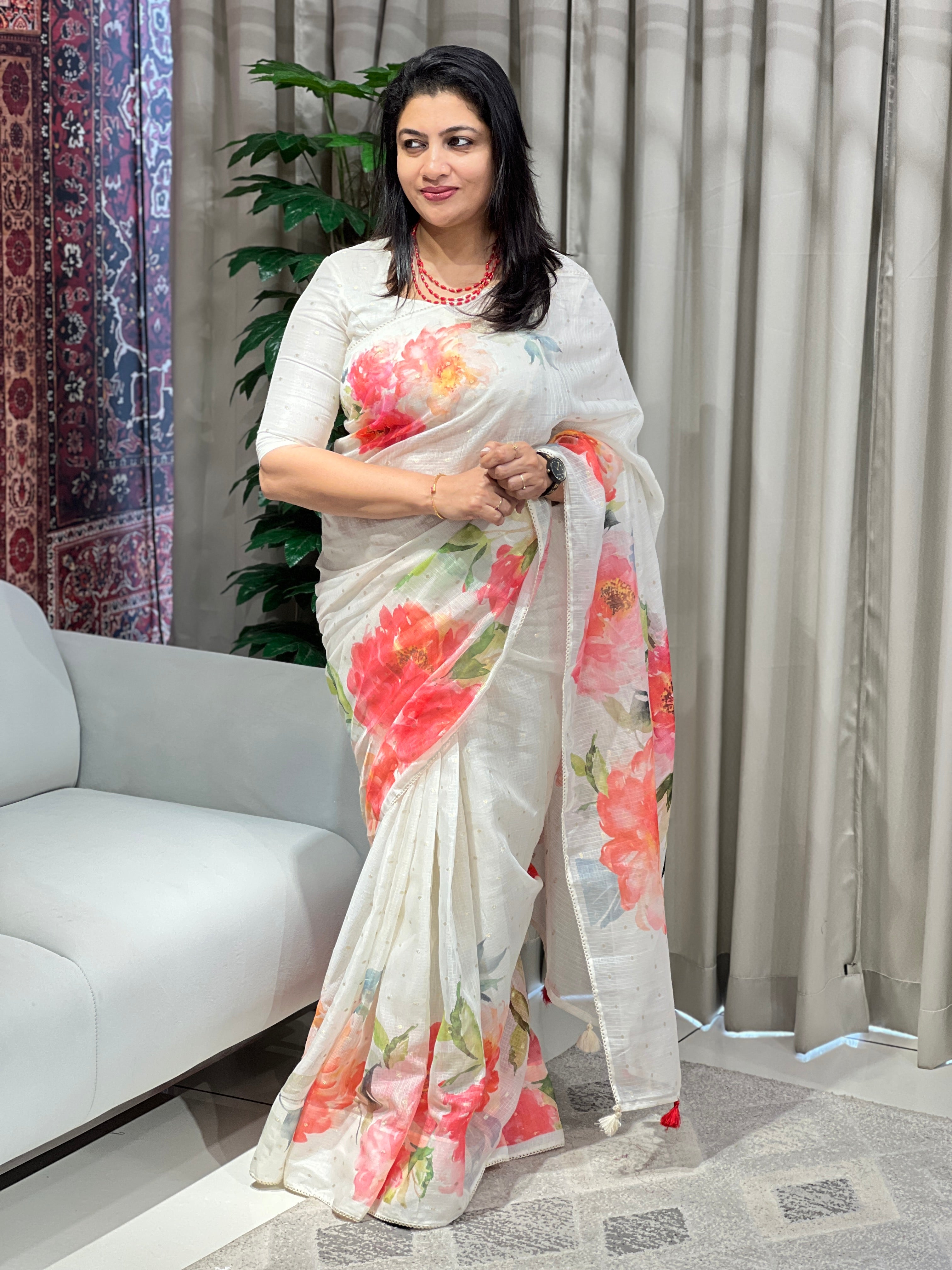 Floral Print With Banarasi Butta Detailed Silky Kota Saree | MR424