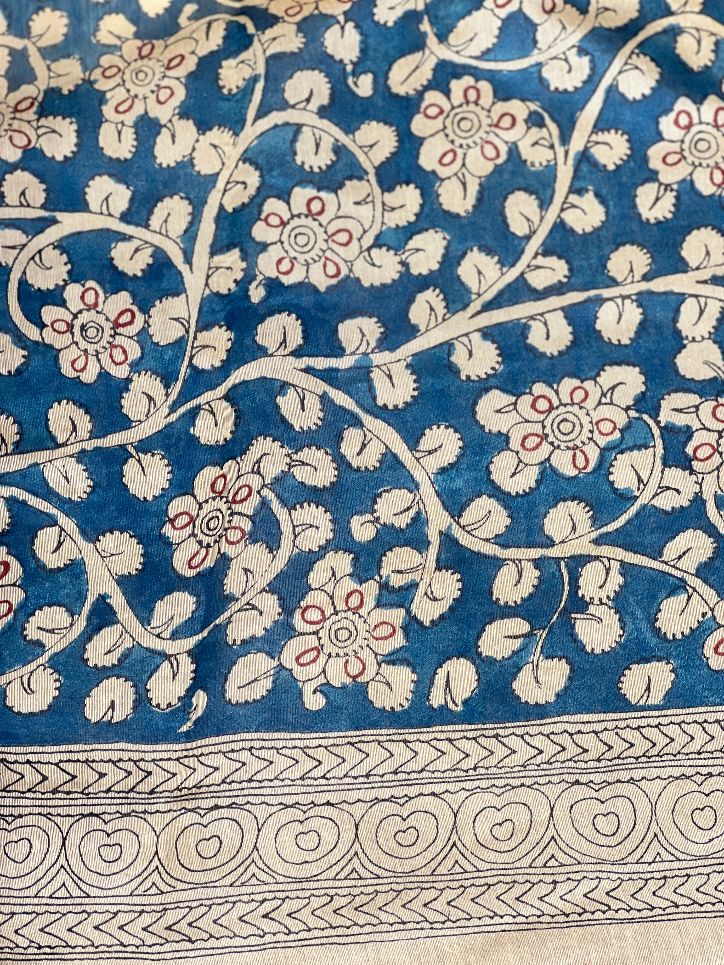 Kalamkari And Bandhani Patterned Semi Jute Saree | SSN497