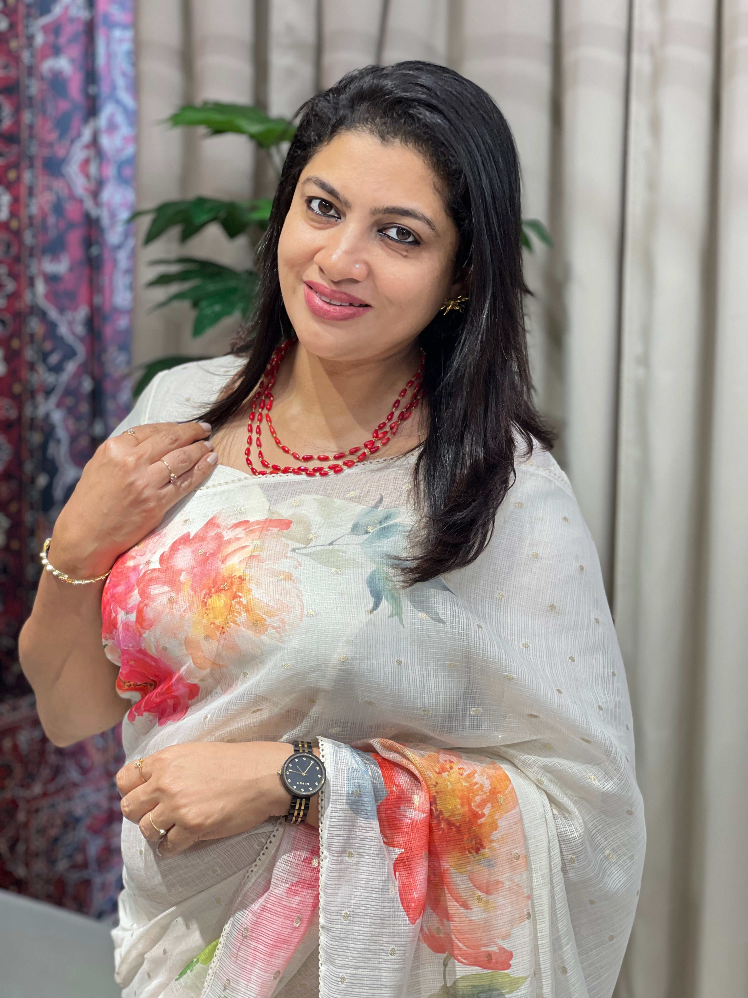 Floral Print With Banarasi Butta Detailed Silky Kota Saree | MR424