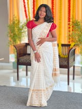 Zari Weaving Check patterned Semi Silk Saree | NHH483