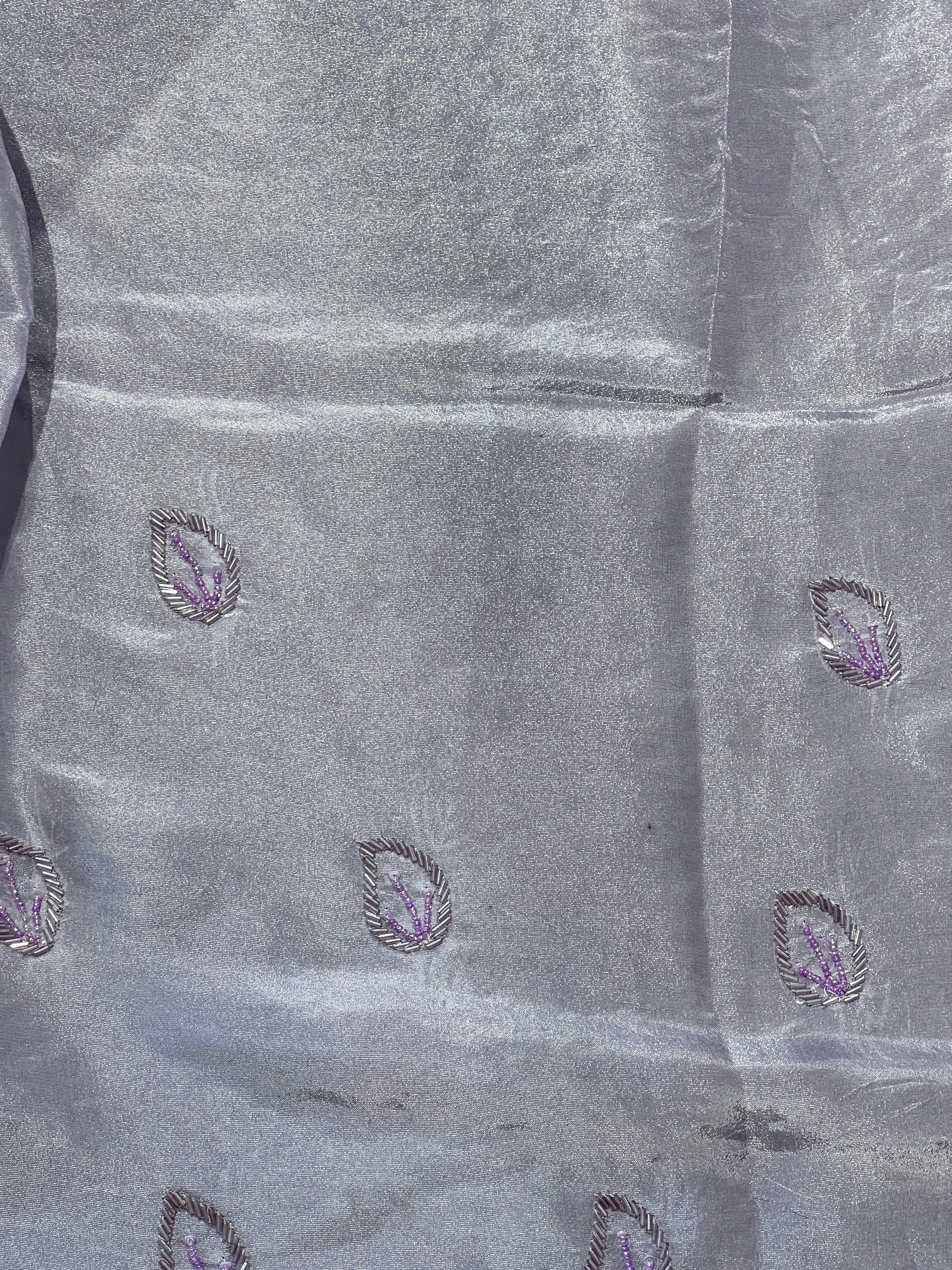 Stone Sticky With Beads Embroidery Detailed Velvet Crepe Saree | SBP976