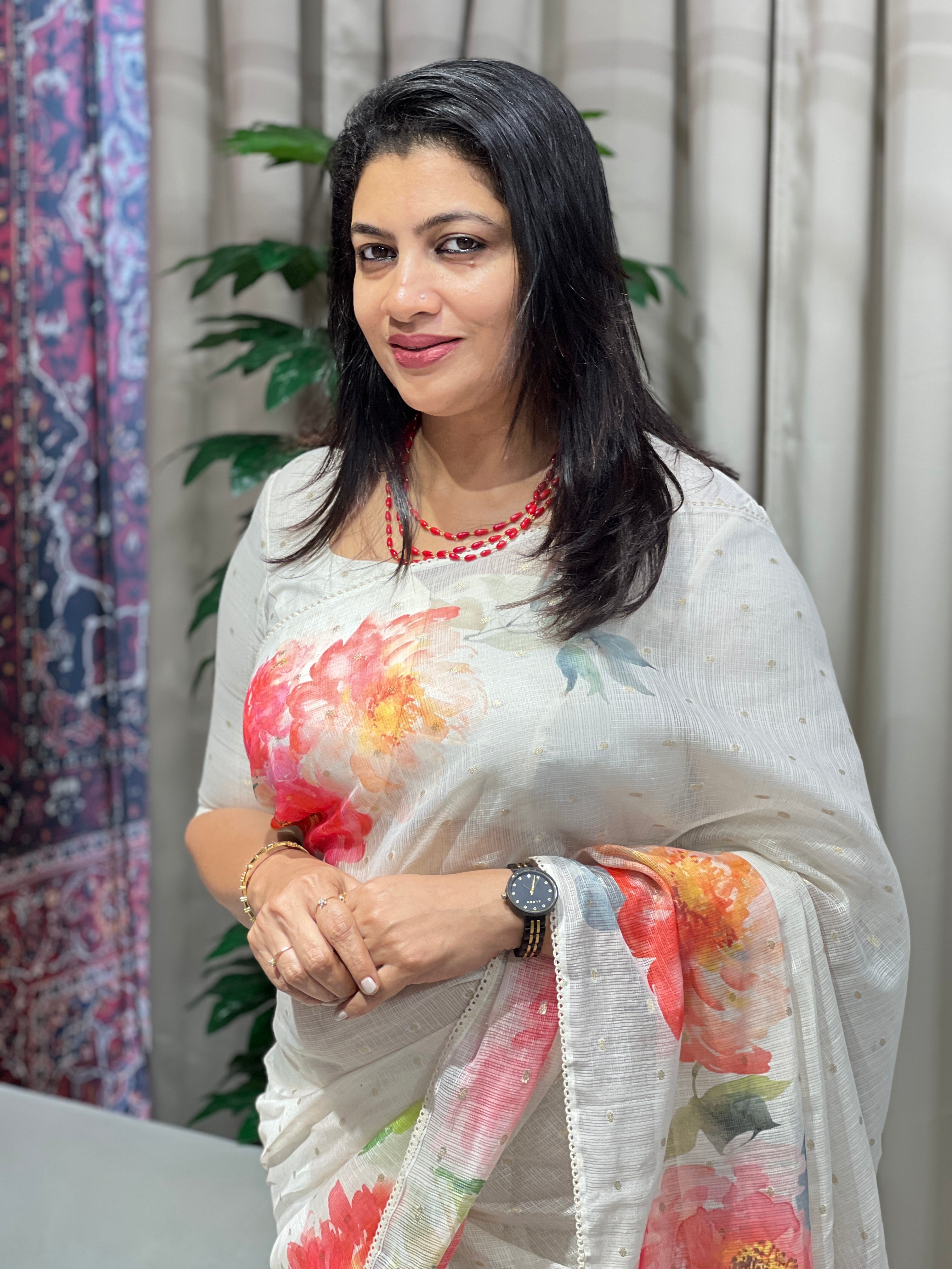 Floral Print With Banarasi Butta Detailed Silky Kota Saree | MR424