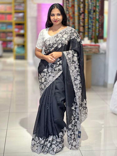 Machine Embroidery Geecha Tussar Saree | BLD1126