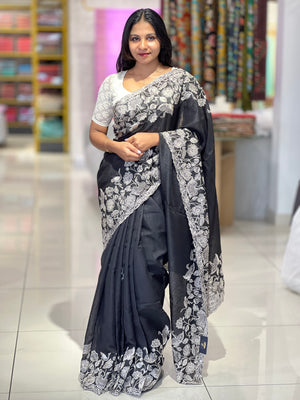 Machine Embroidery Geecha Tussar Saree | BLD1126
