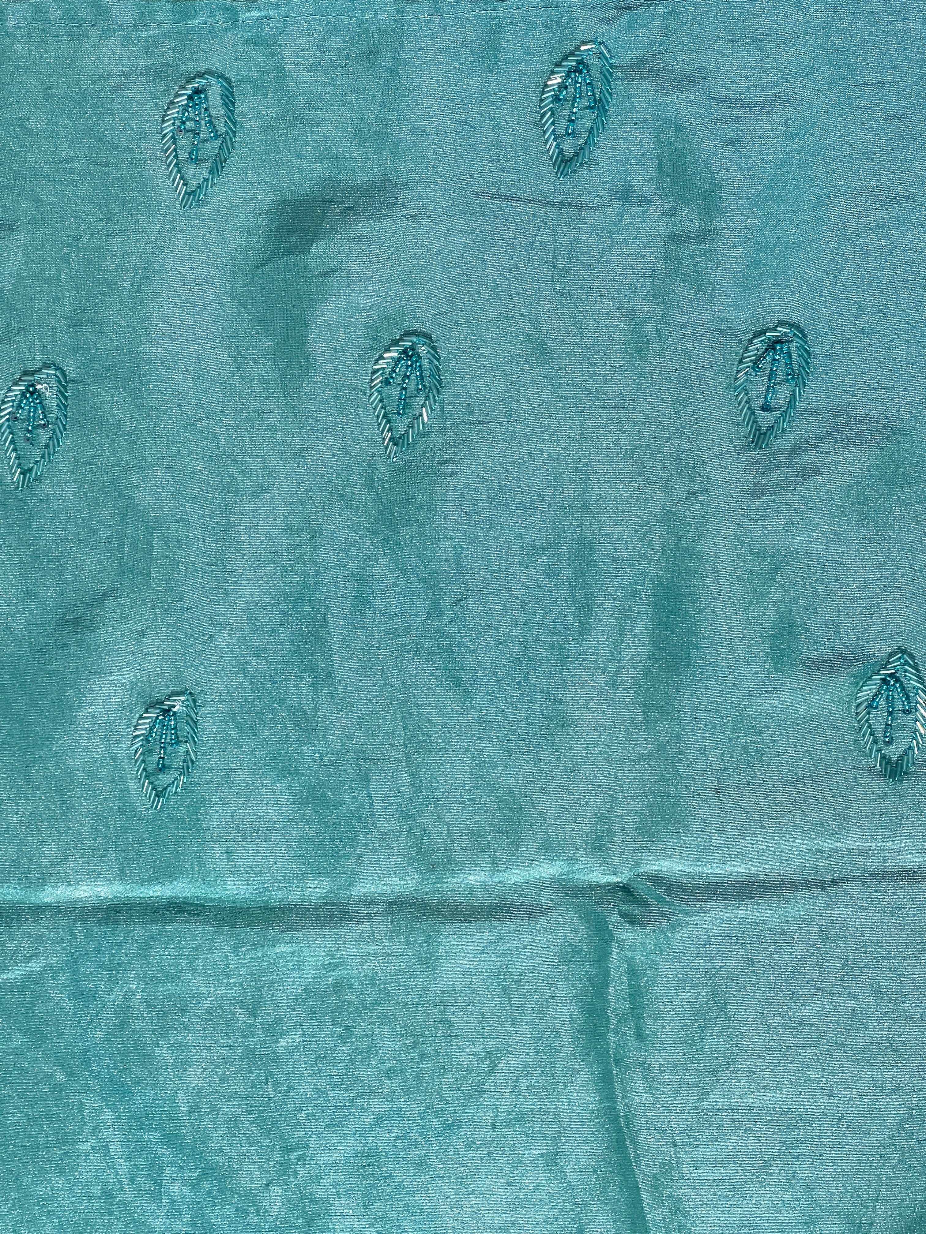Stone Sticky With Beads Embroidery Detailed Velvet Crepe Saree | SBP977