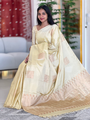 Semi Silk Saree With Copper Zari Woven Butas | KRK476