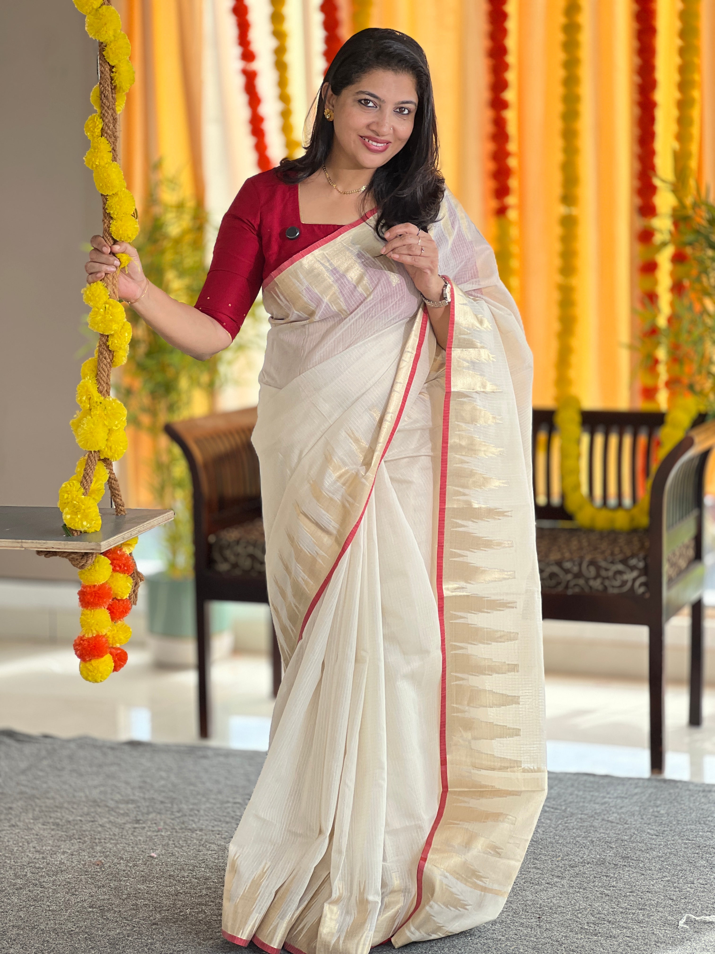 Temple Border Detailed Banarasi Kota Saree | MR153