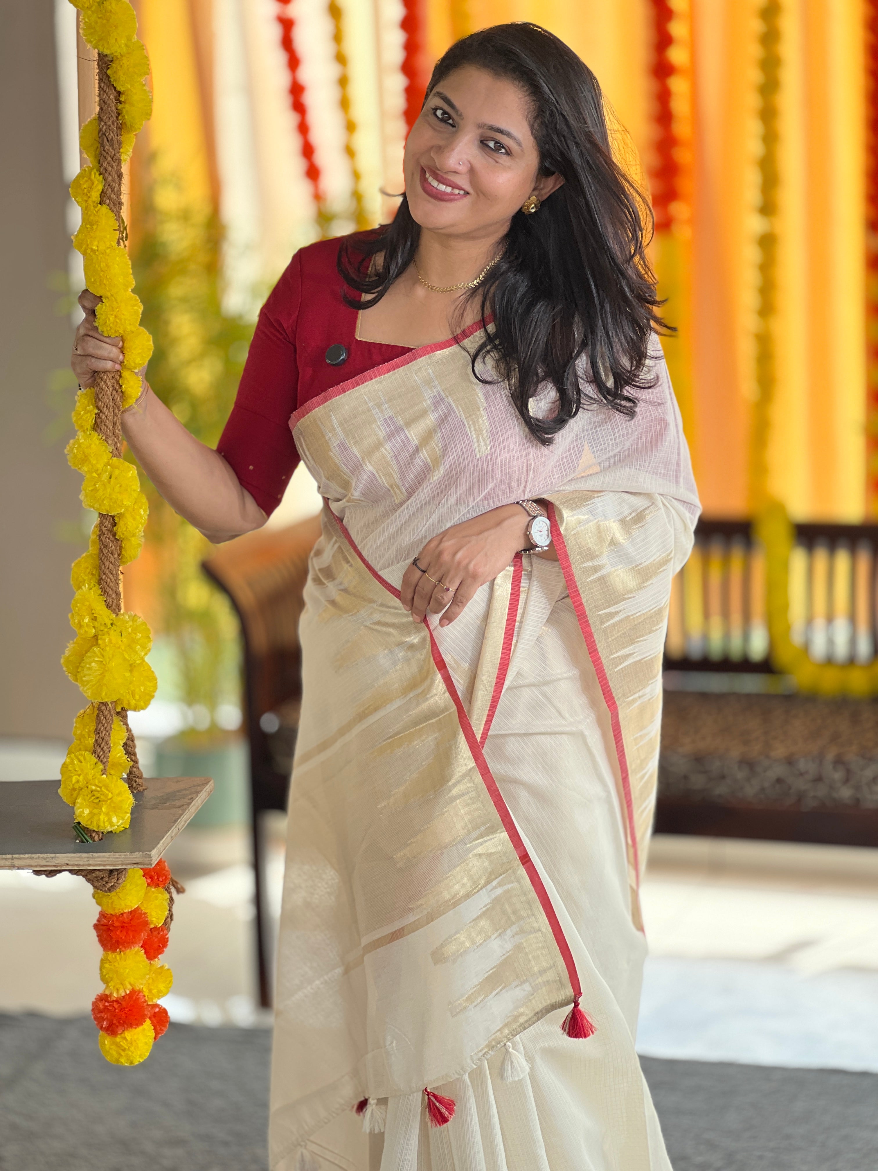 Temple Border Detailed Banarasi Kota Saree | MR153
