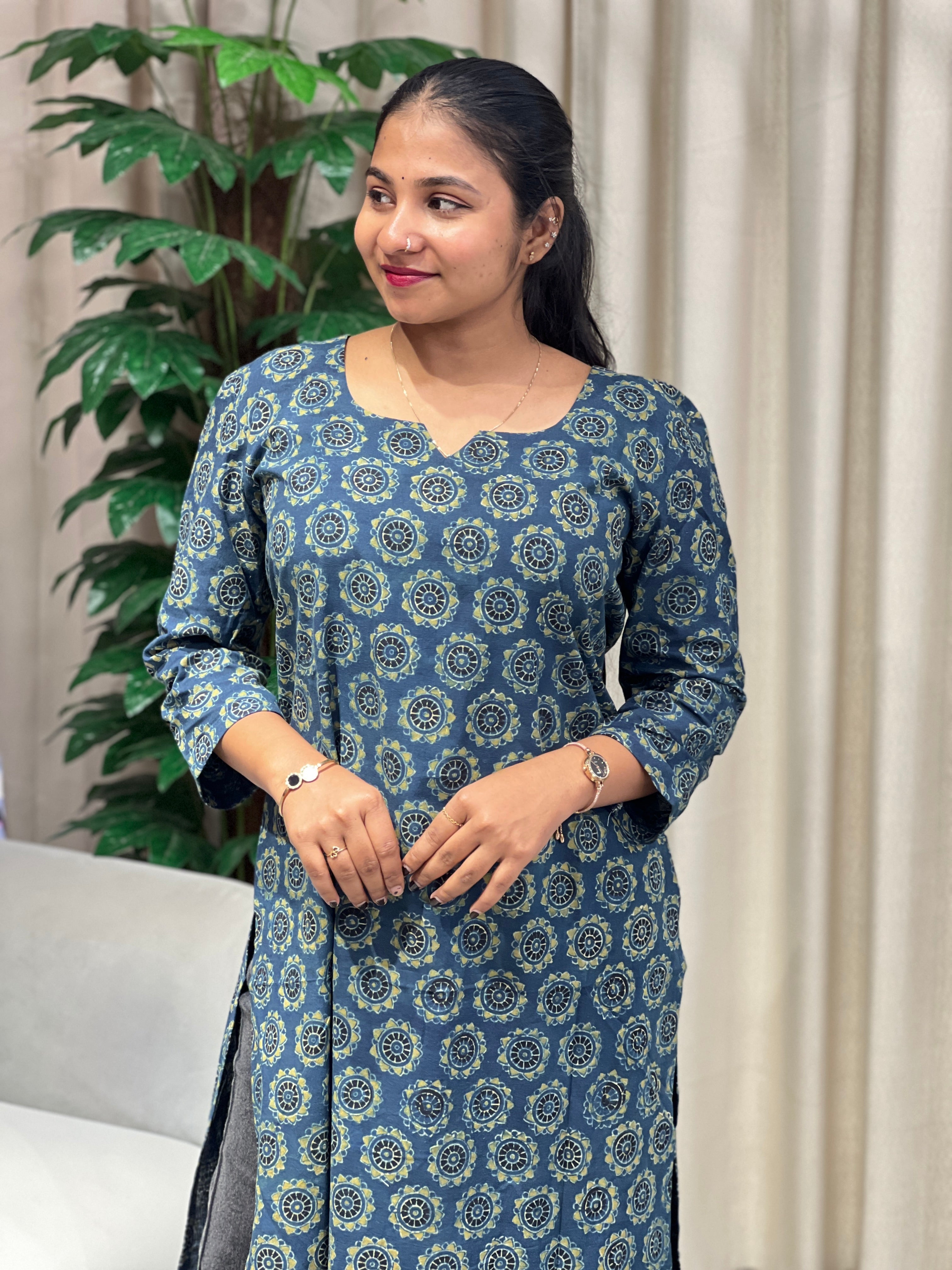 Printed Cotton Kurta | DNT1035