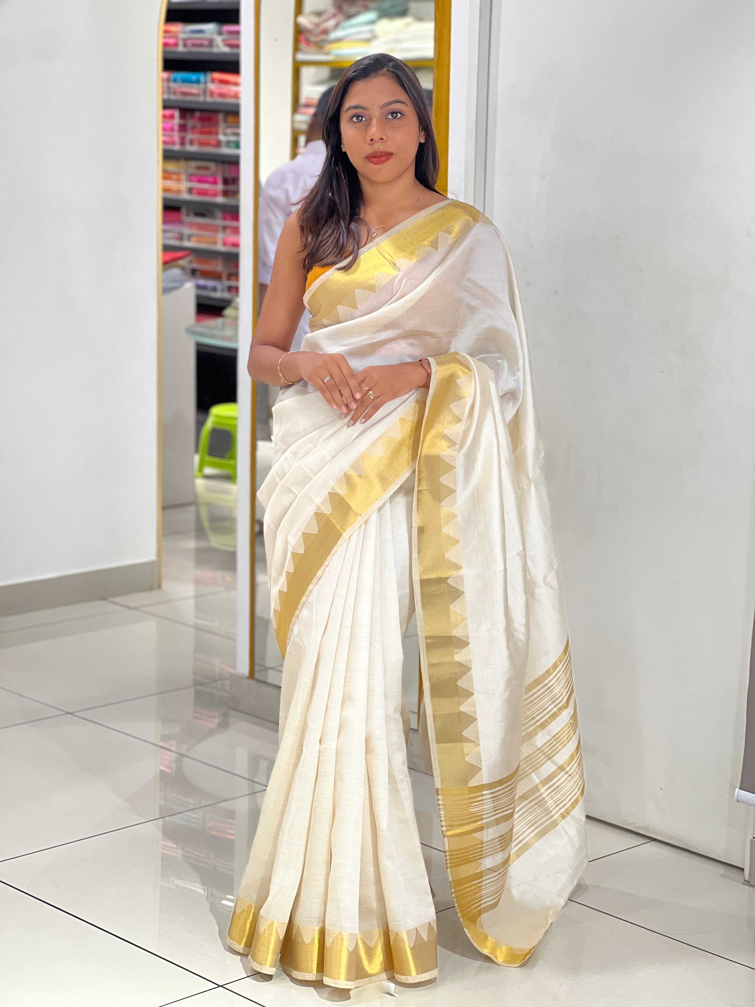 Golden Zari Woven Semi Tussar Saree | SSN235