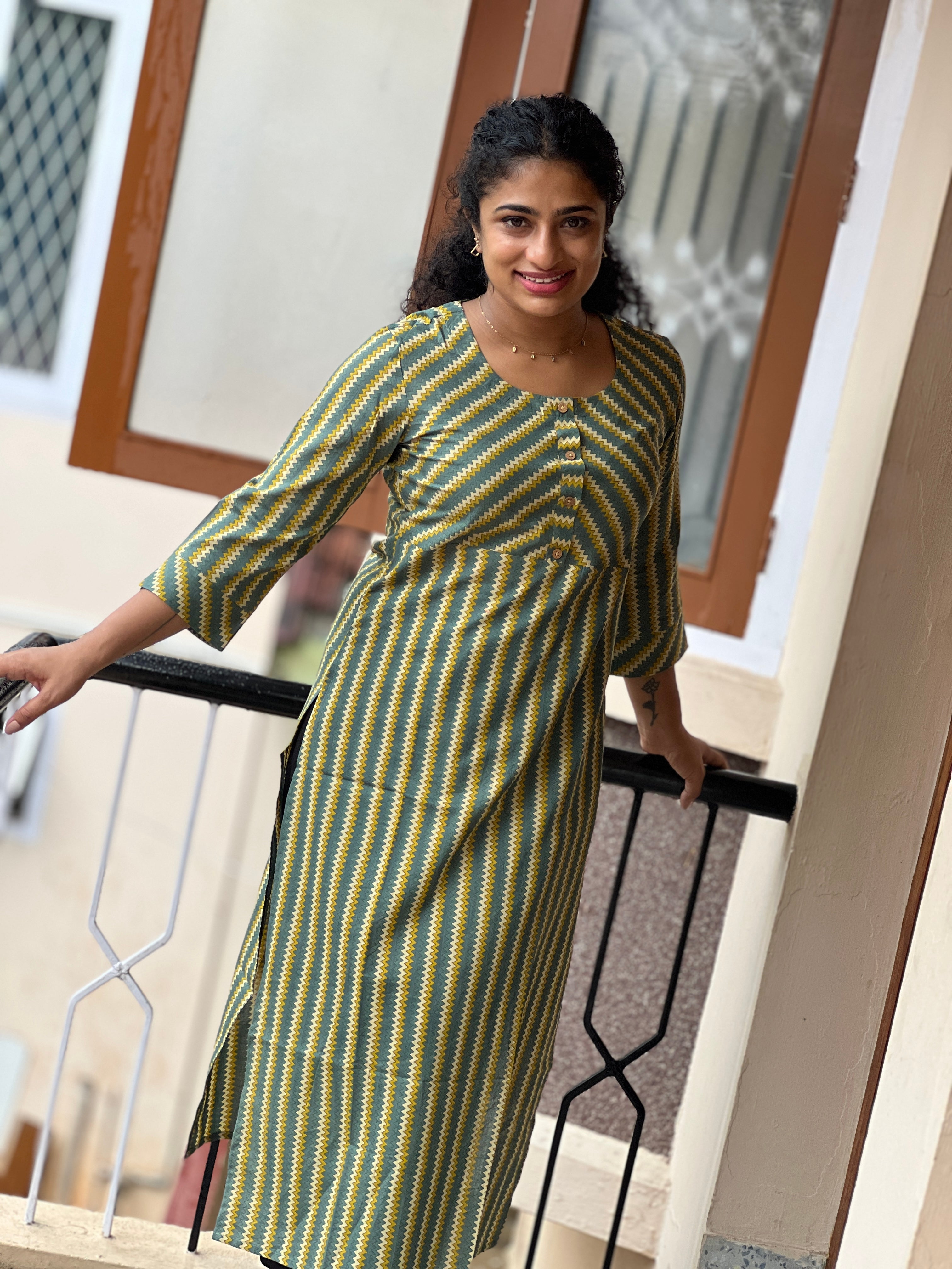 Screen Printed Cotton Blended Kurta | GHB123