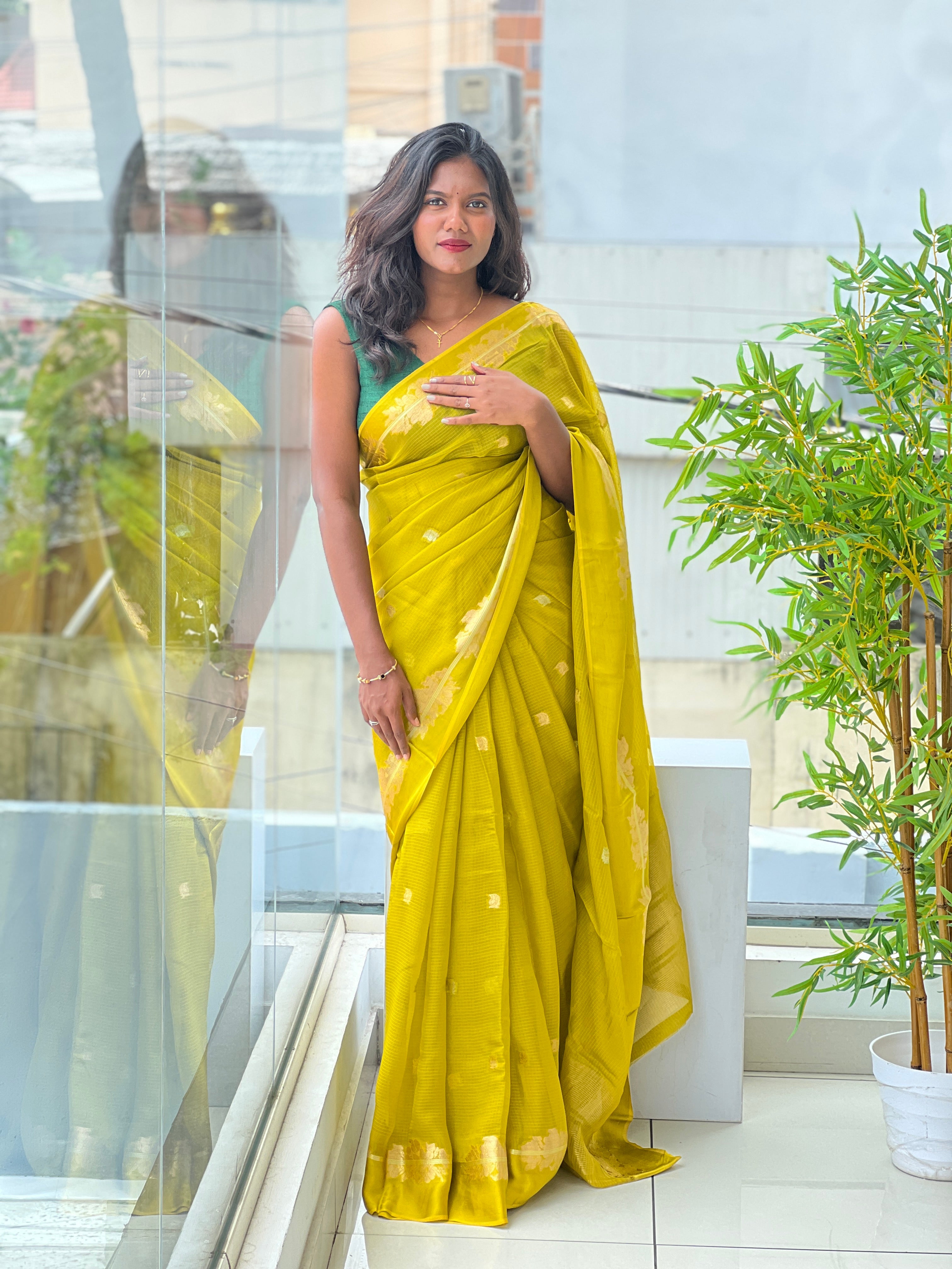 Golden Zari Weaving Buta Pattern  Silky Kota Saree | GOT107