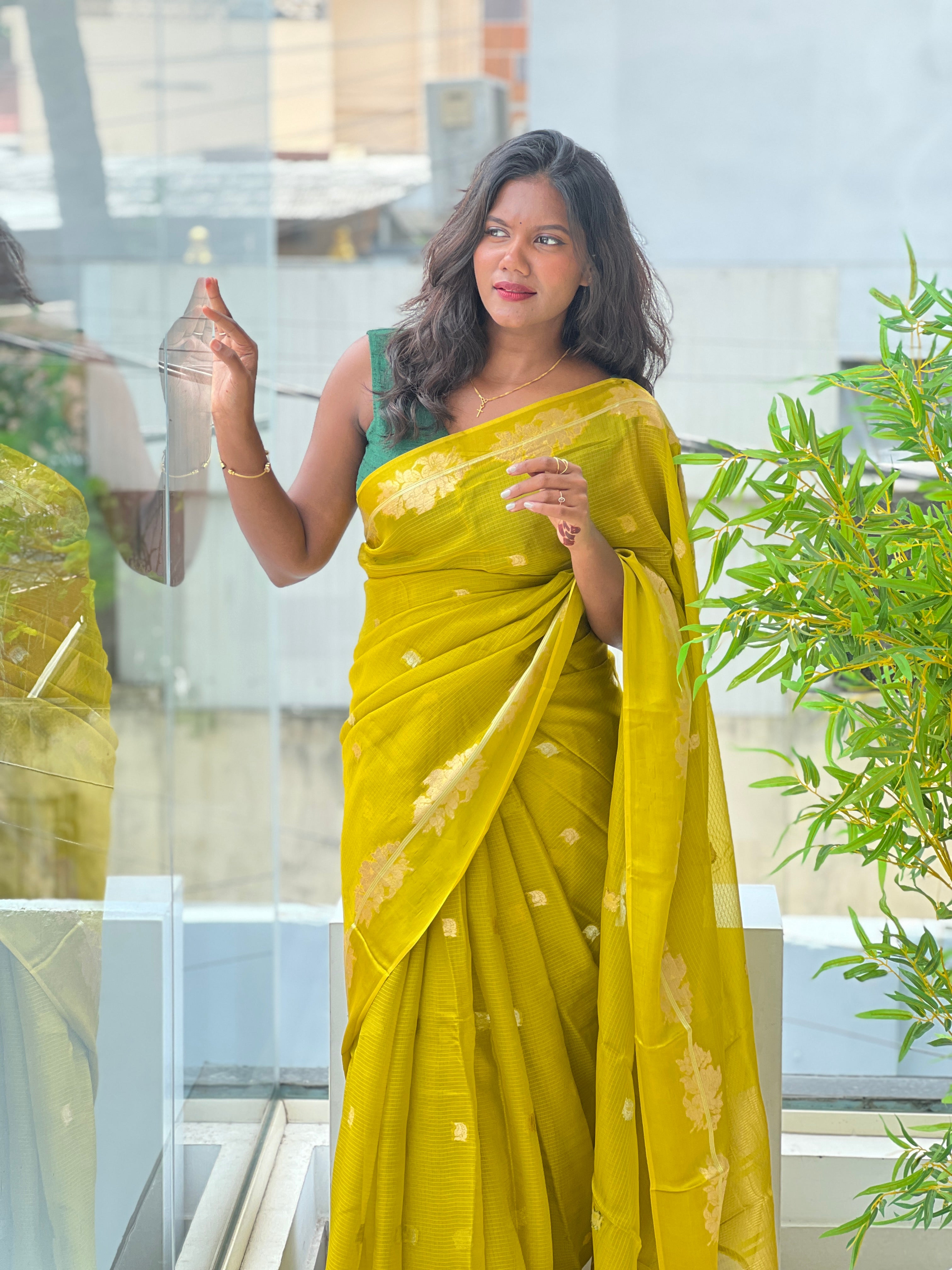 Golden Zari Weaving Buta Pattern  Silky Kota Saree | GOT107