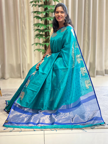 Traditional Elephant Motifs Design Semi Silk Saree | SSN168