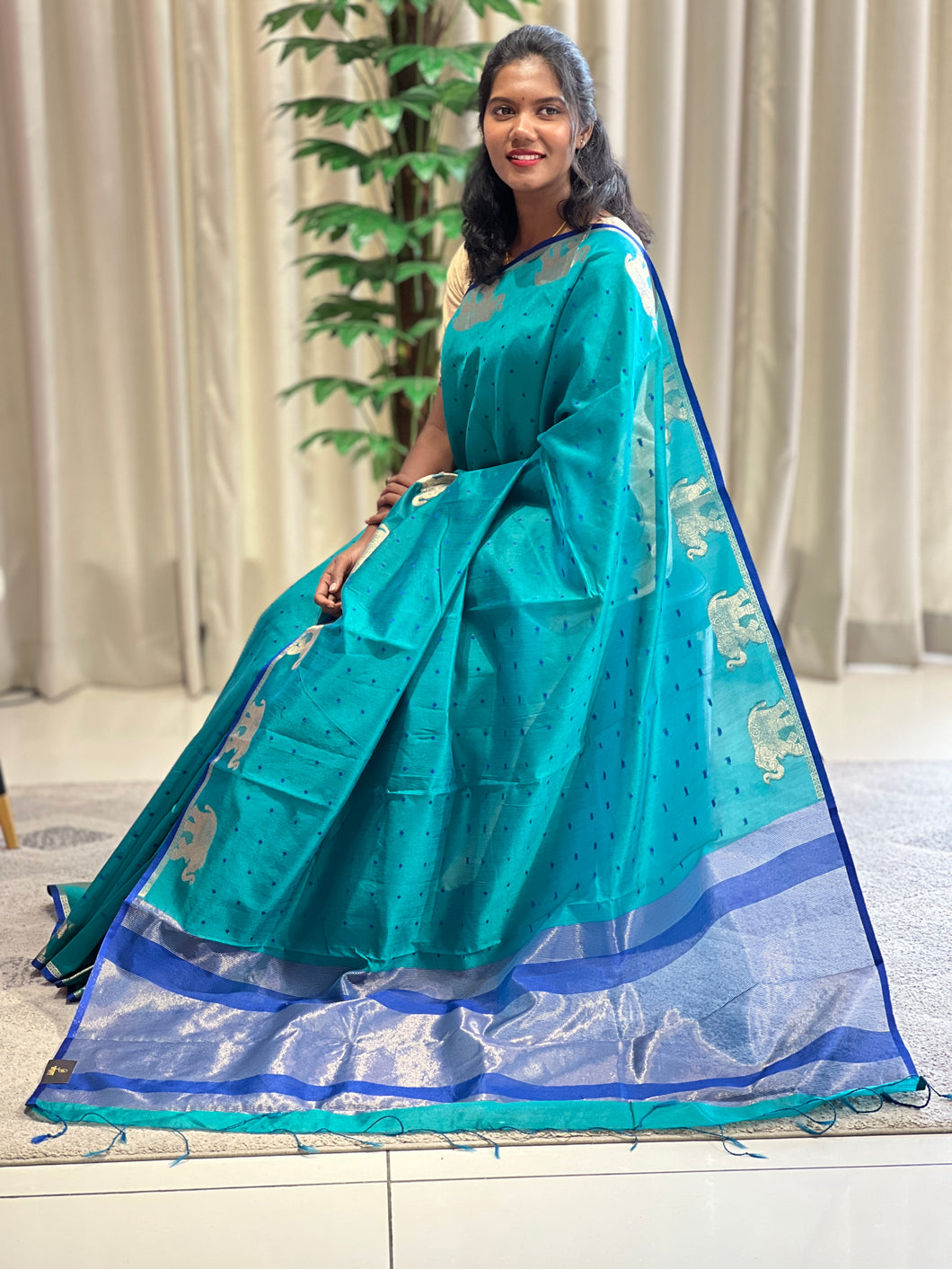 Traditional Elephant Motifs Design Semi Silk Saree | SSN168