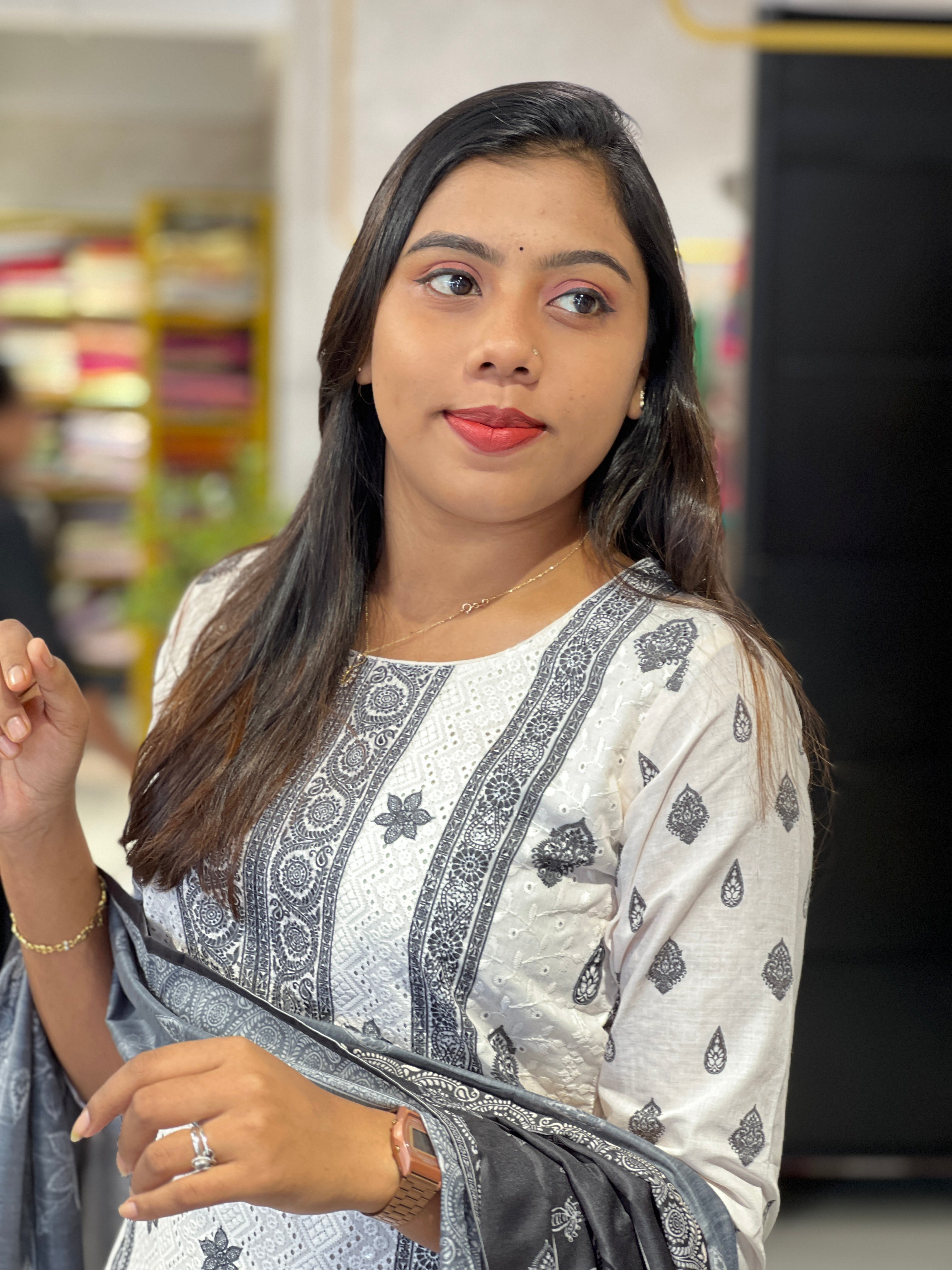Floral Printed Pattern Cotton Kurta Set | FW390