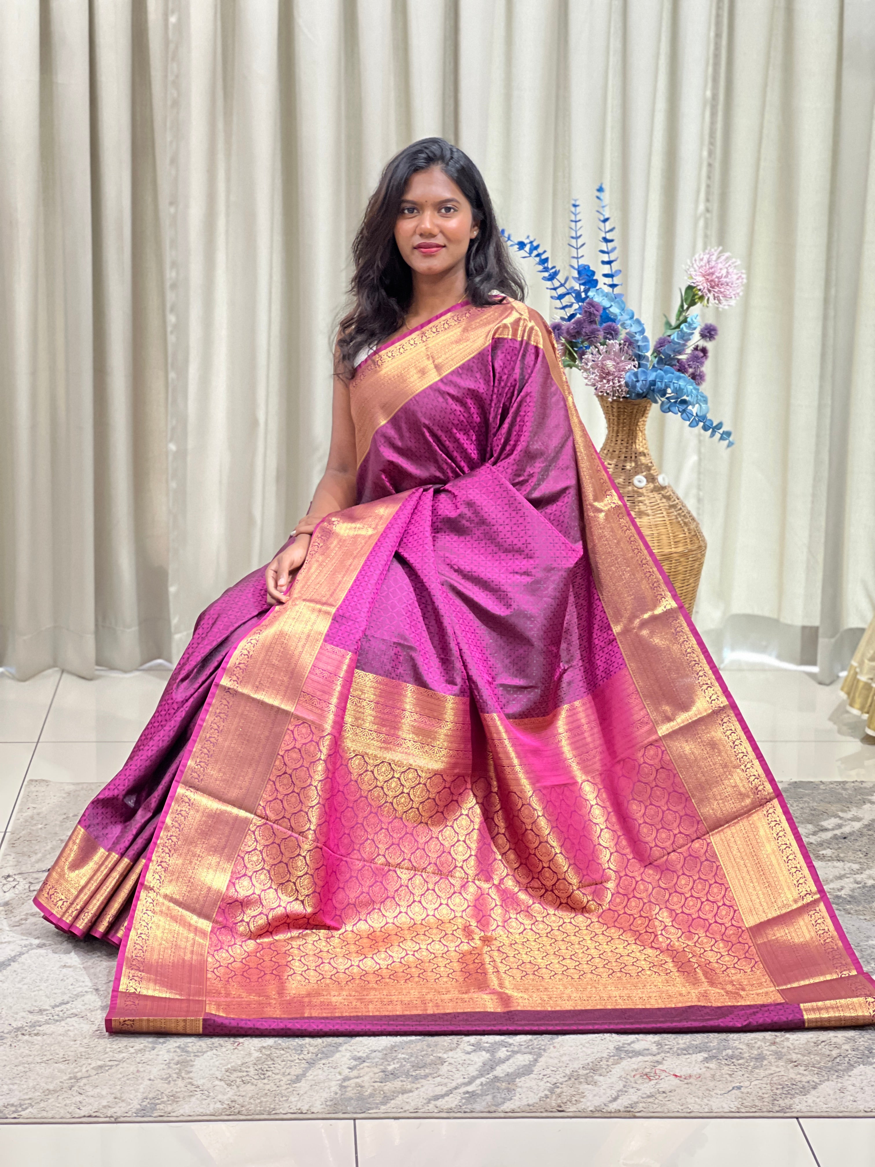 Geometrical Weaving Pattern Semi Silk Saree | RVS218