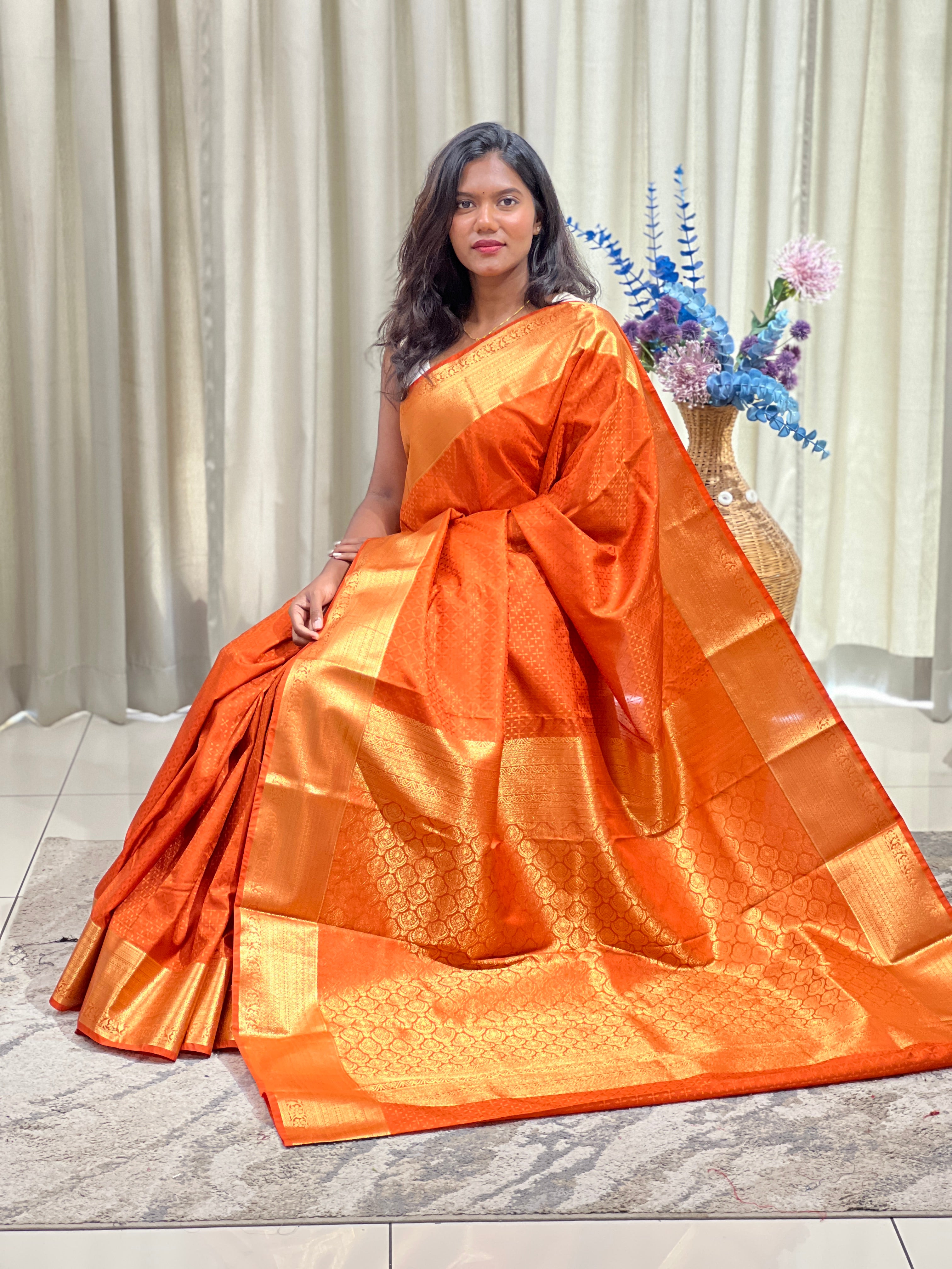 Geometrical Weaving Pattern Semi Silk Saree | RVS216