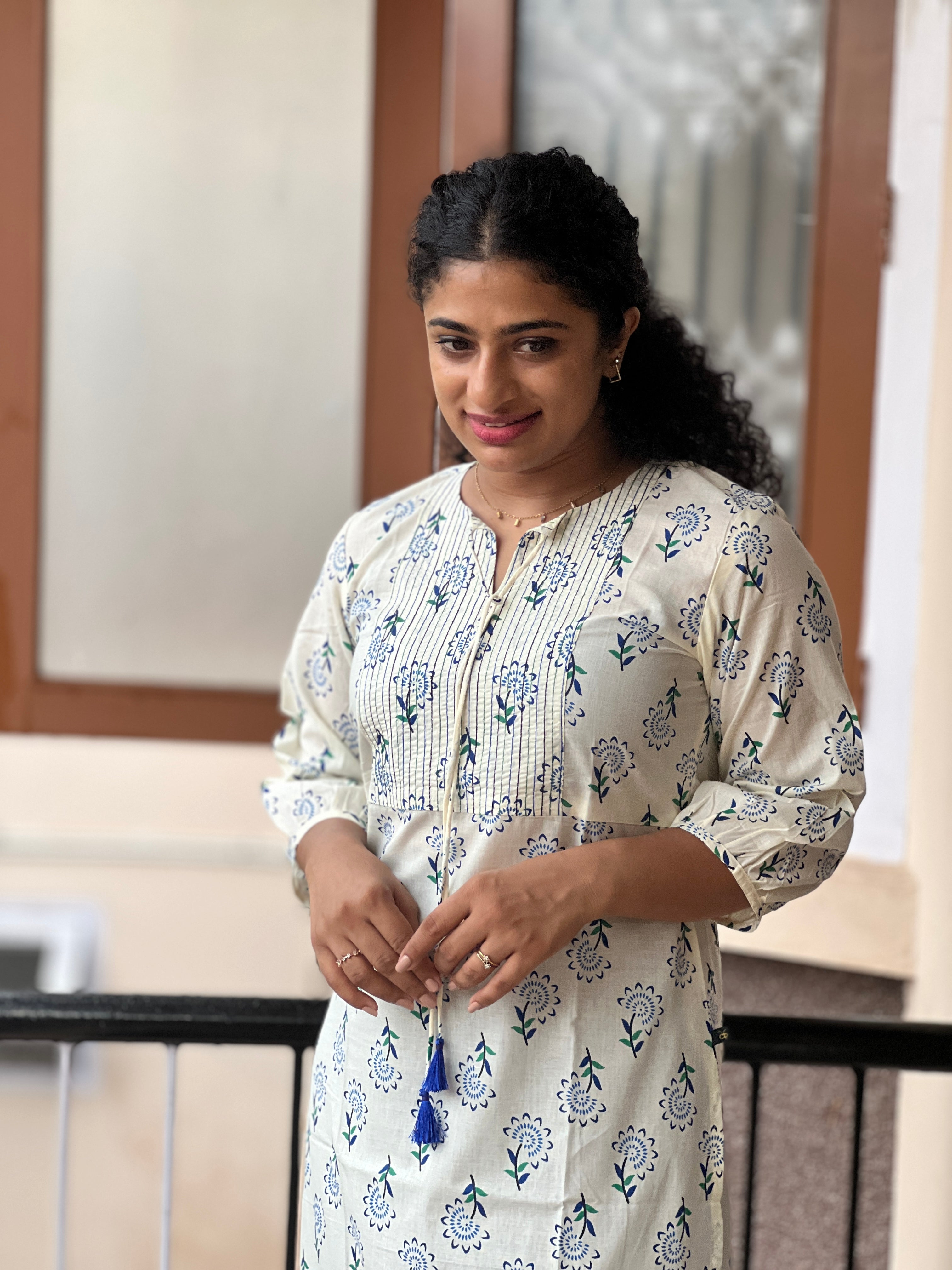 Screen Printed Cotton Kurta | GHB119