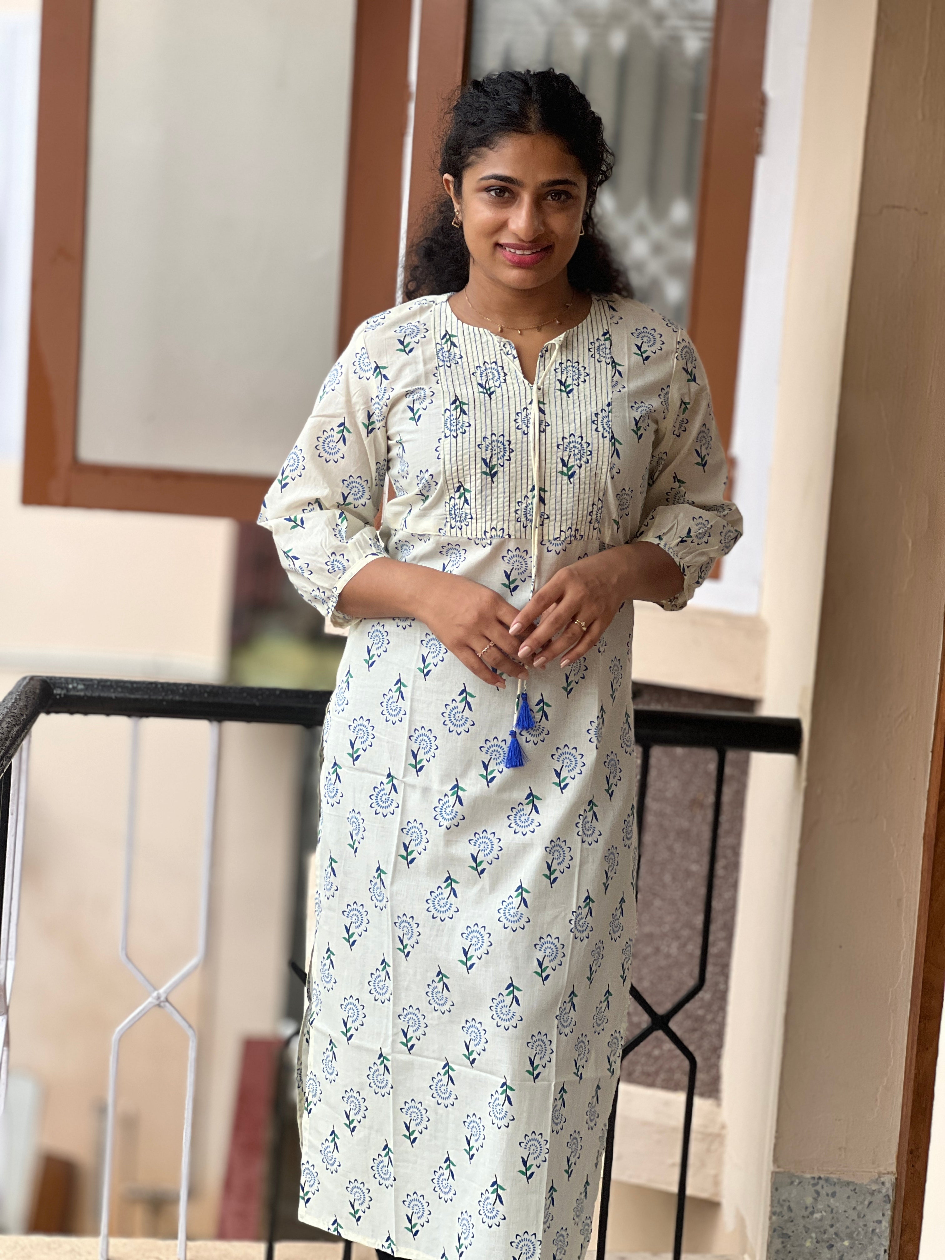 Screen Printed Cotton Kurta | GHB119
