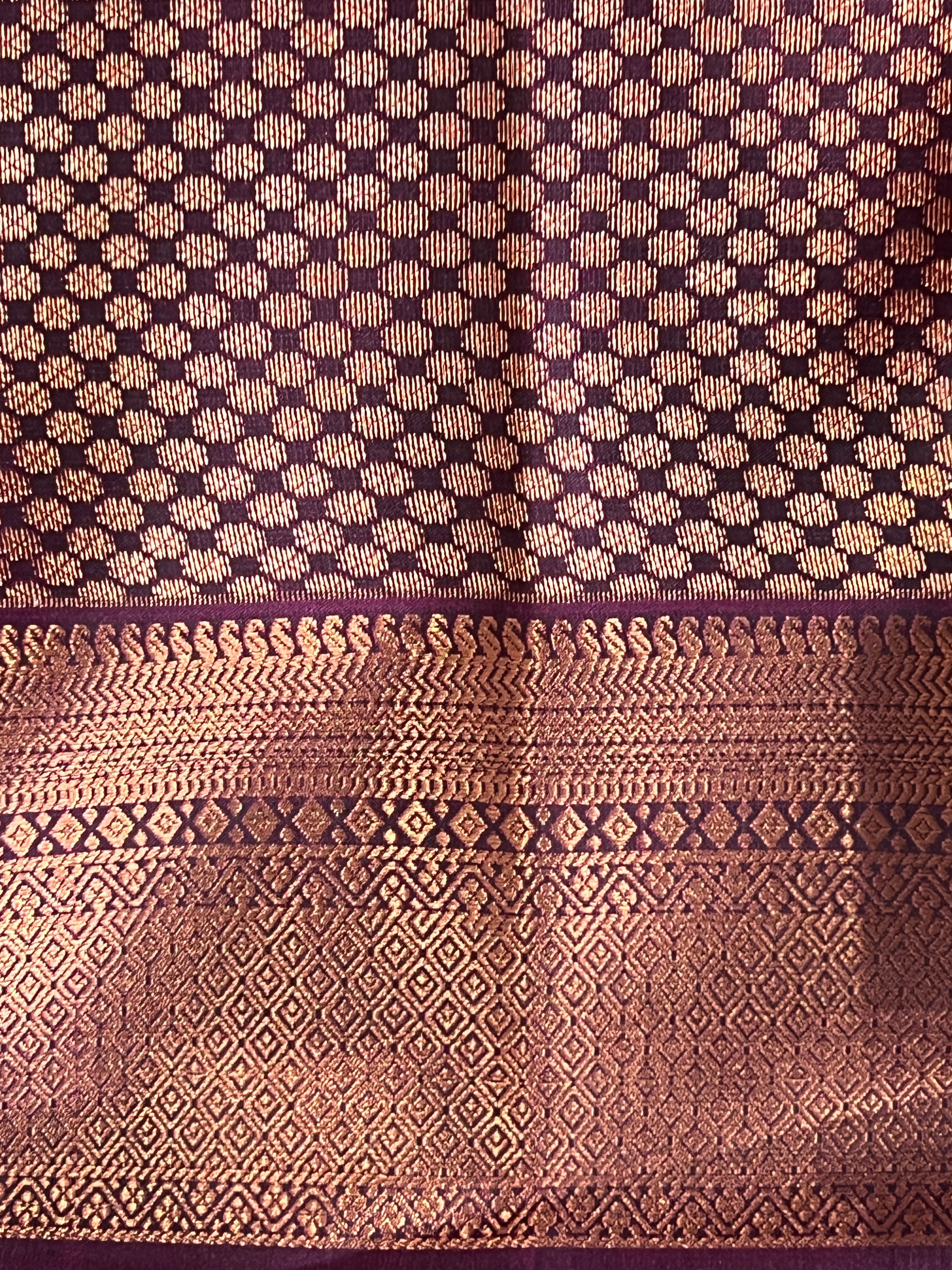 Plain Body with Geometrical Pattern Pallu & Border Soft Silk Saree | RMR136