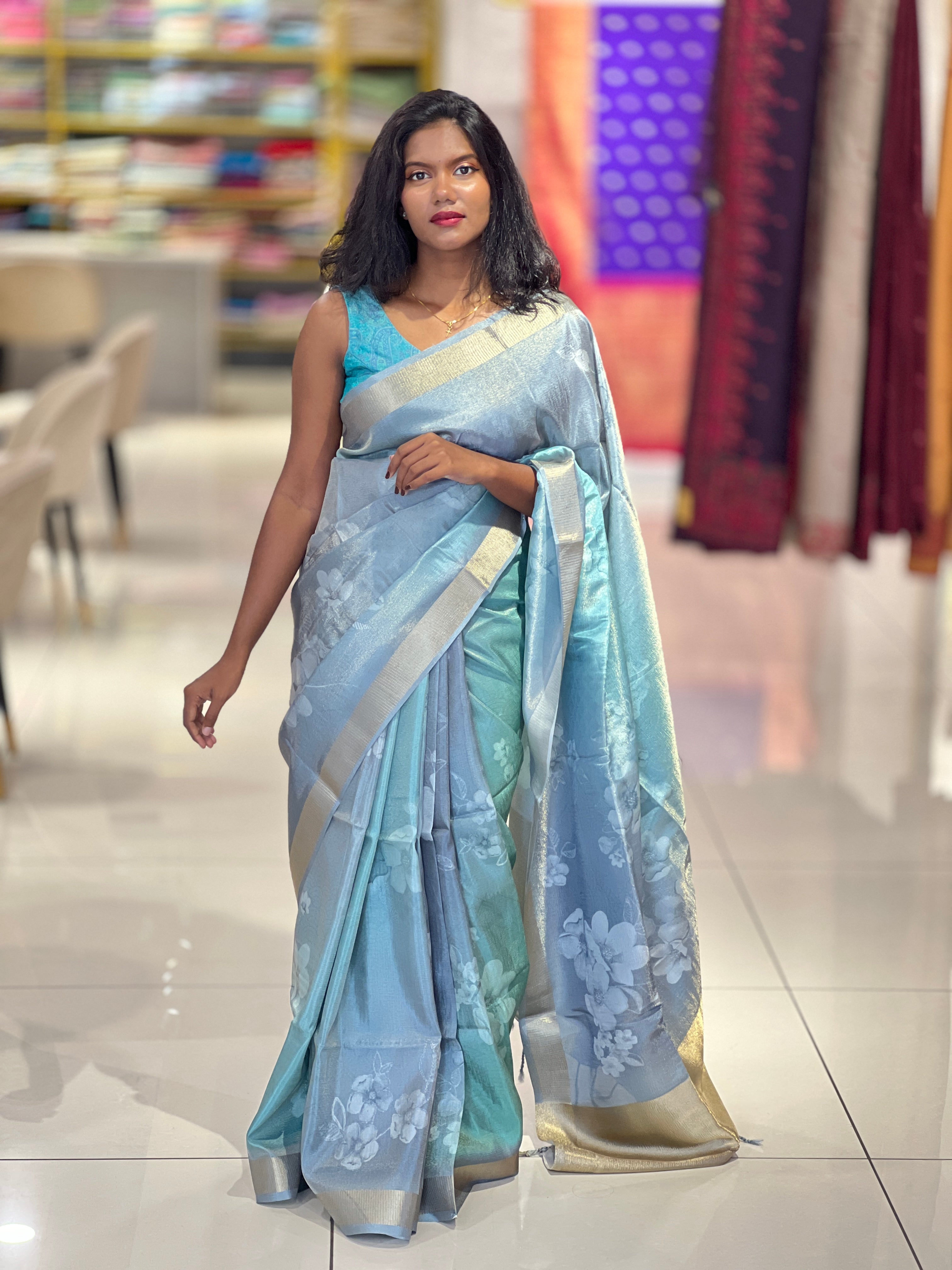 Tissue Woven Semi Silk Saree | SSN270