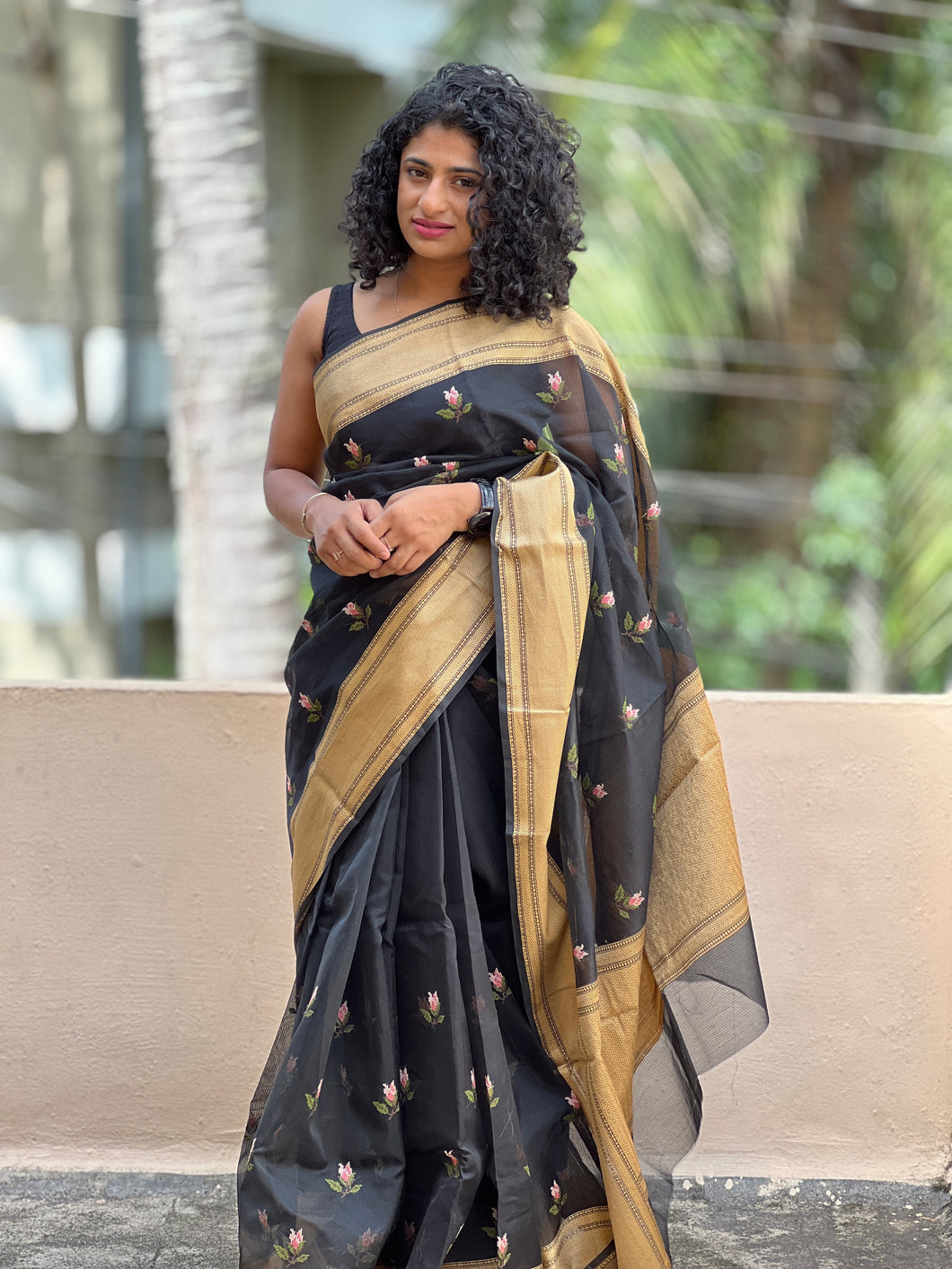 Green and Yellow Kottadi Checks With Peach Rettai Pettu Kanjivaram Sil–  Clio Silks