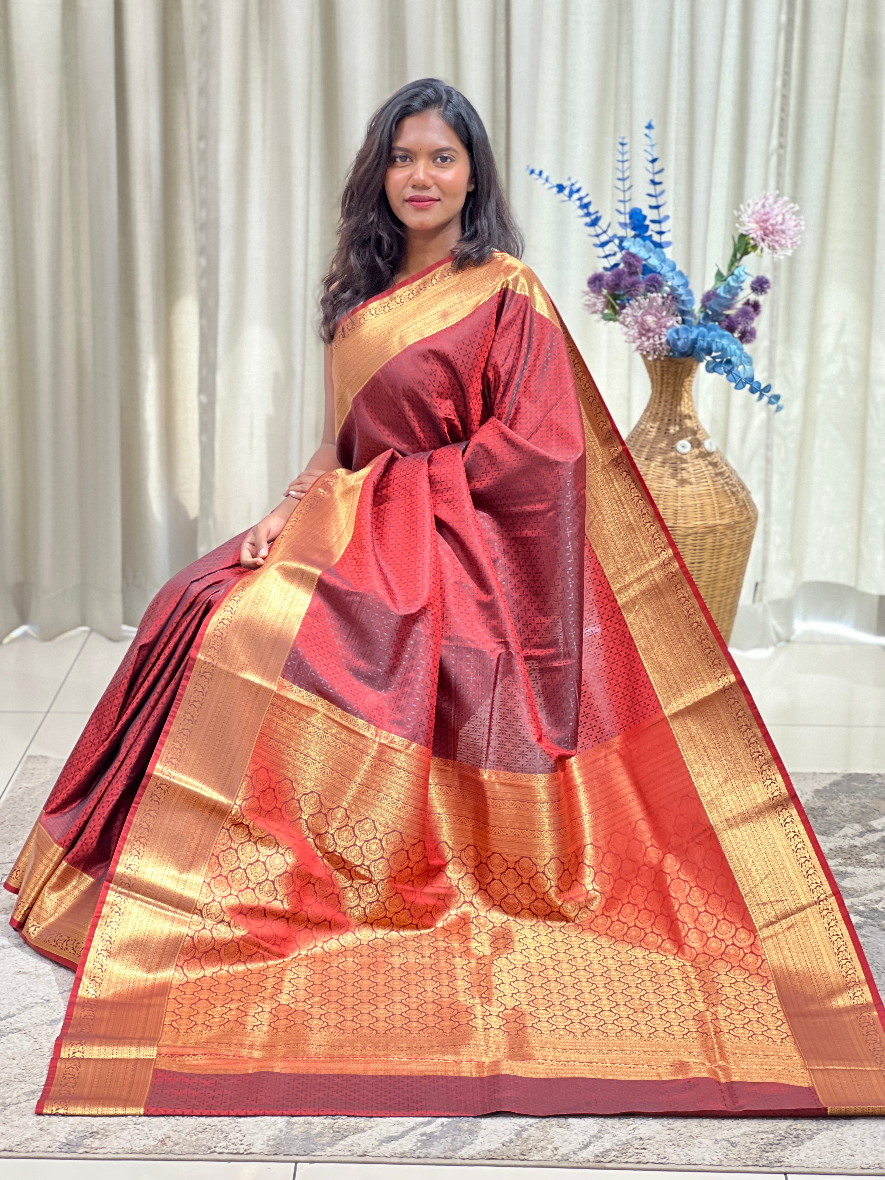 Geometrical Weaving Pattern Semi Silk Saree | RVS227