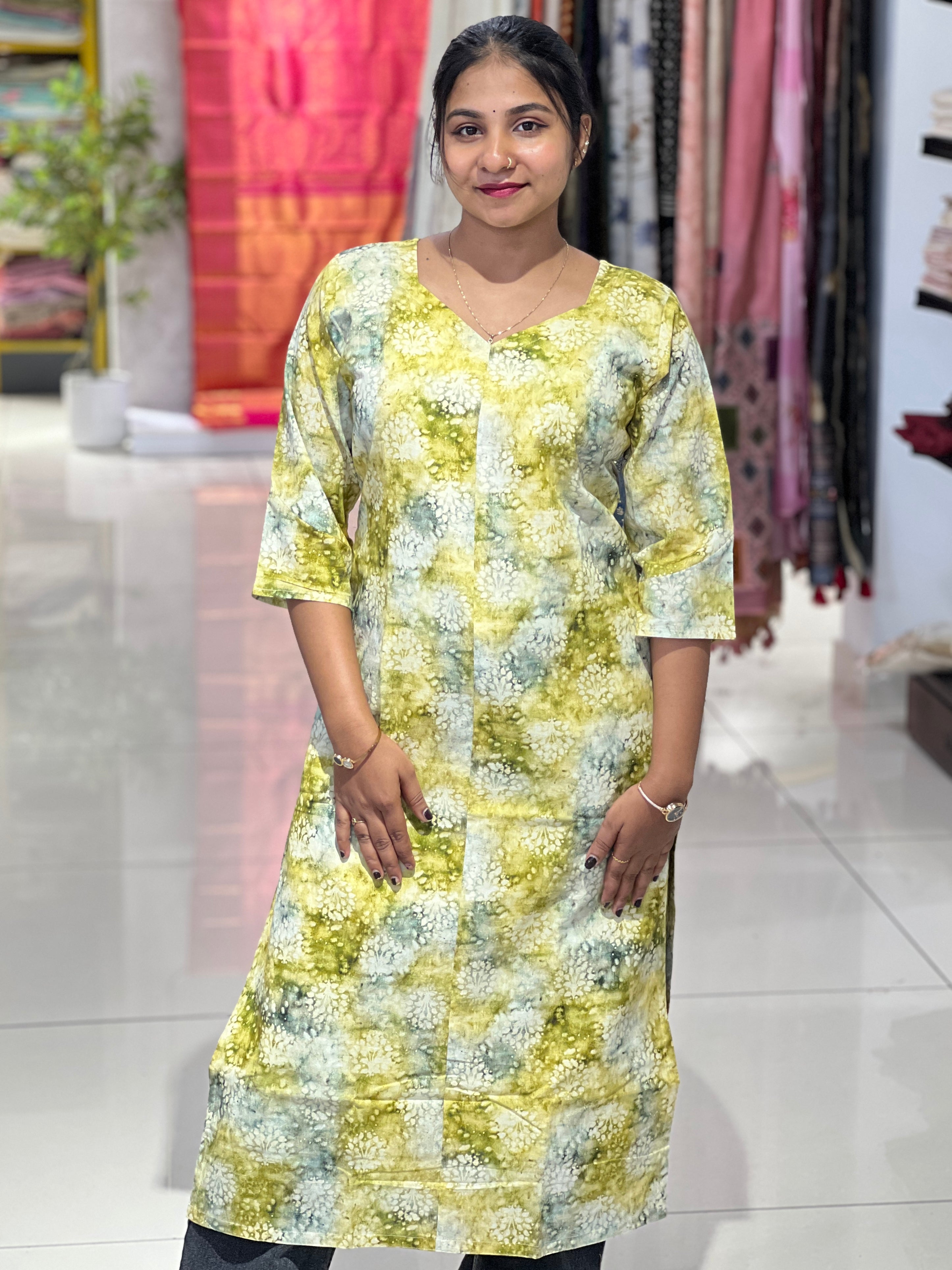 Print Detailed Cotton Kurta | RMLA268