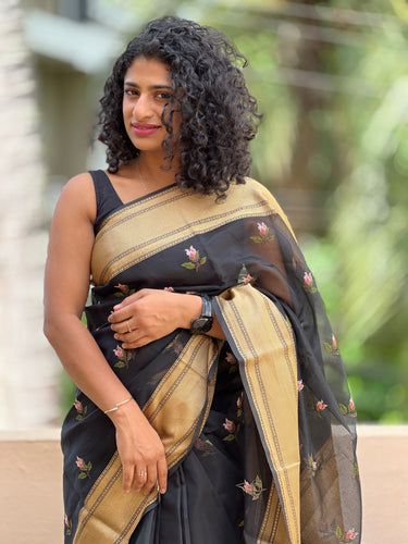 Embroiderd Manipuri Check Saree With Banarasi Border| RR166