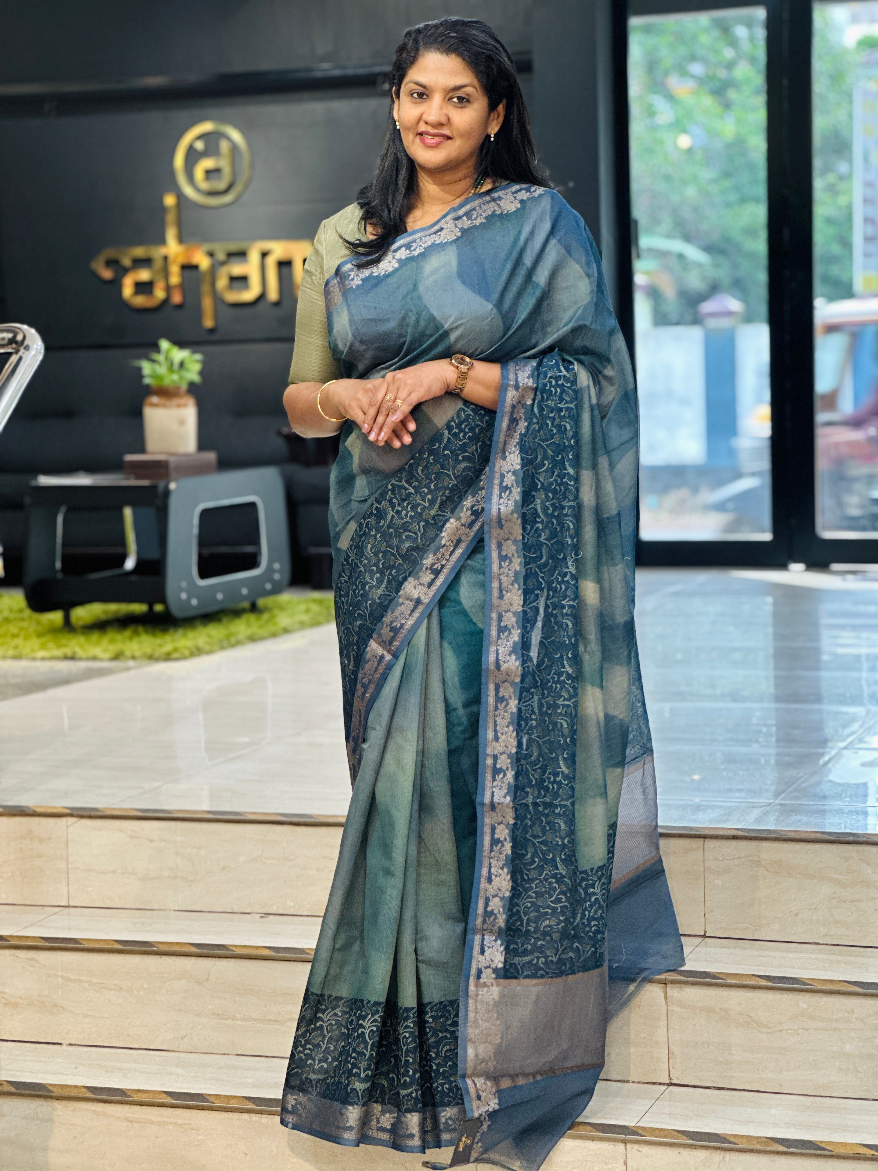 Stone Wash Effect Chanderi Saree | YNG1385