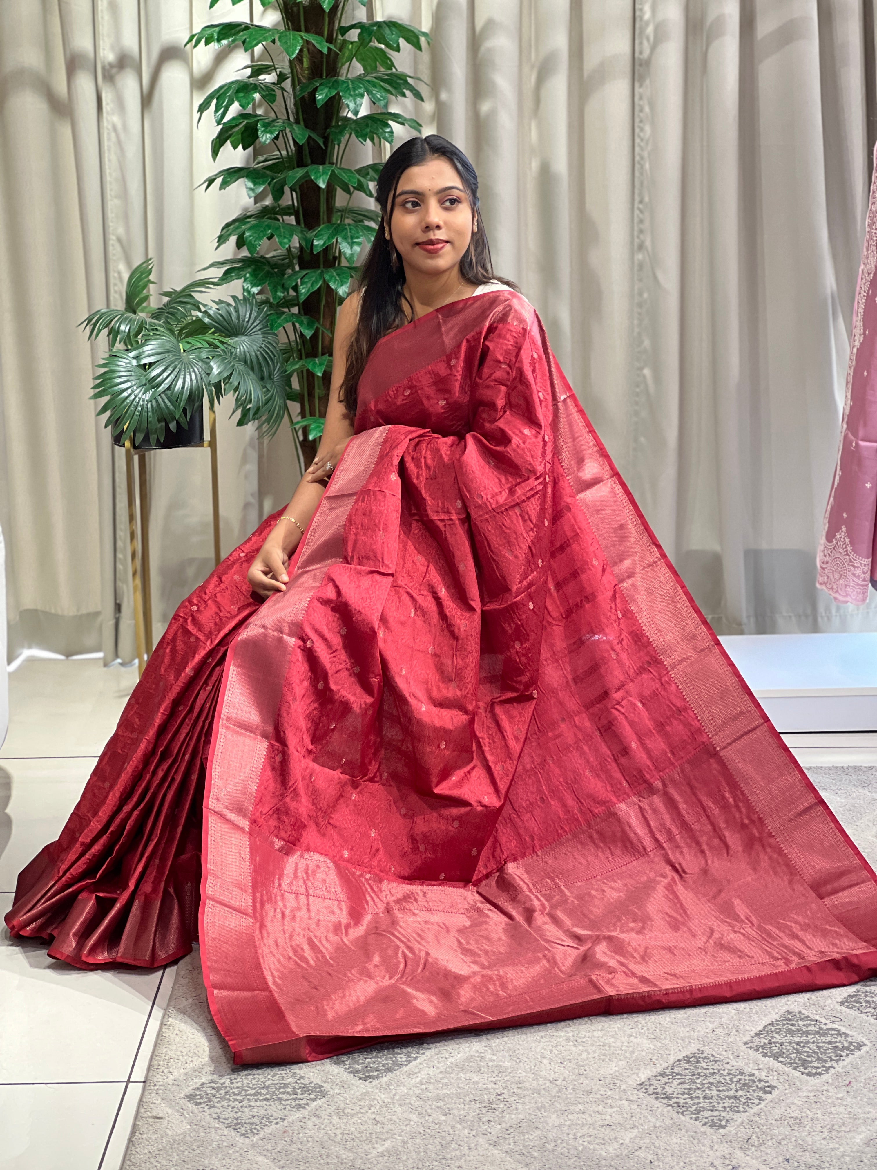 Embossed Woven Pattern Soft Silk Saree | SEN122