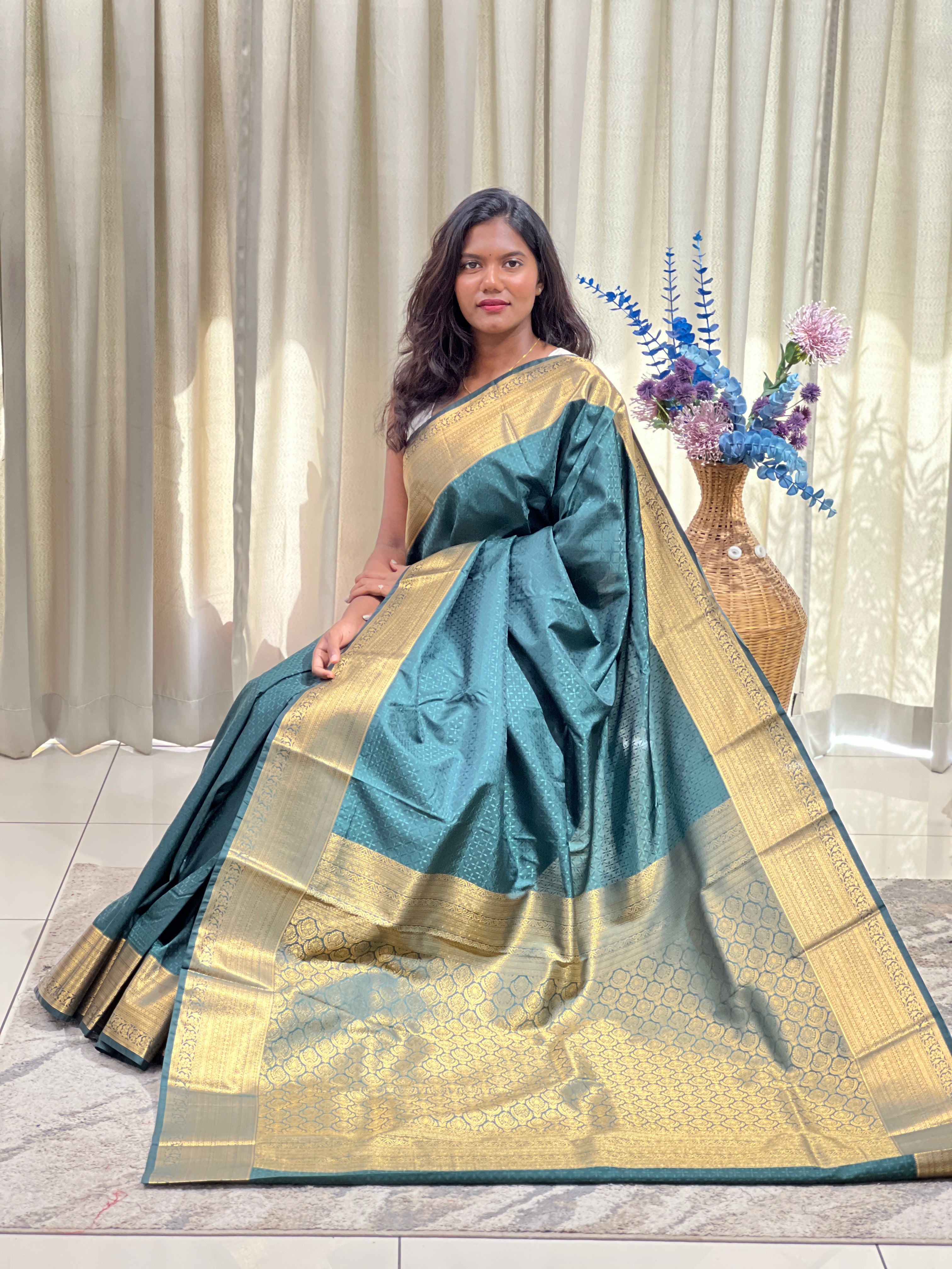 Geometrical Weaving Pattern Semi Silk Saree | RVS214